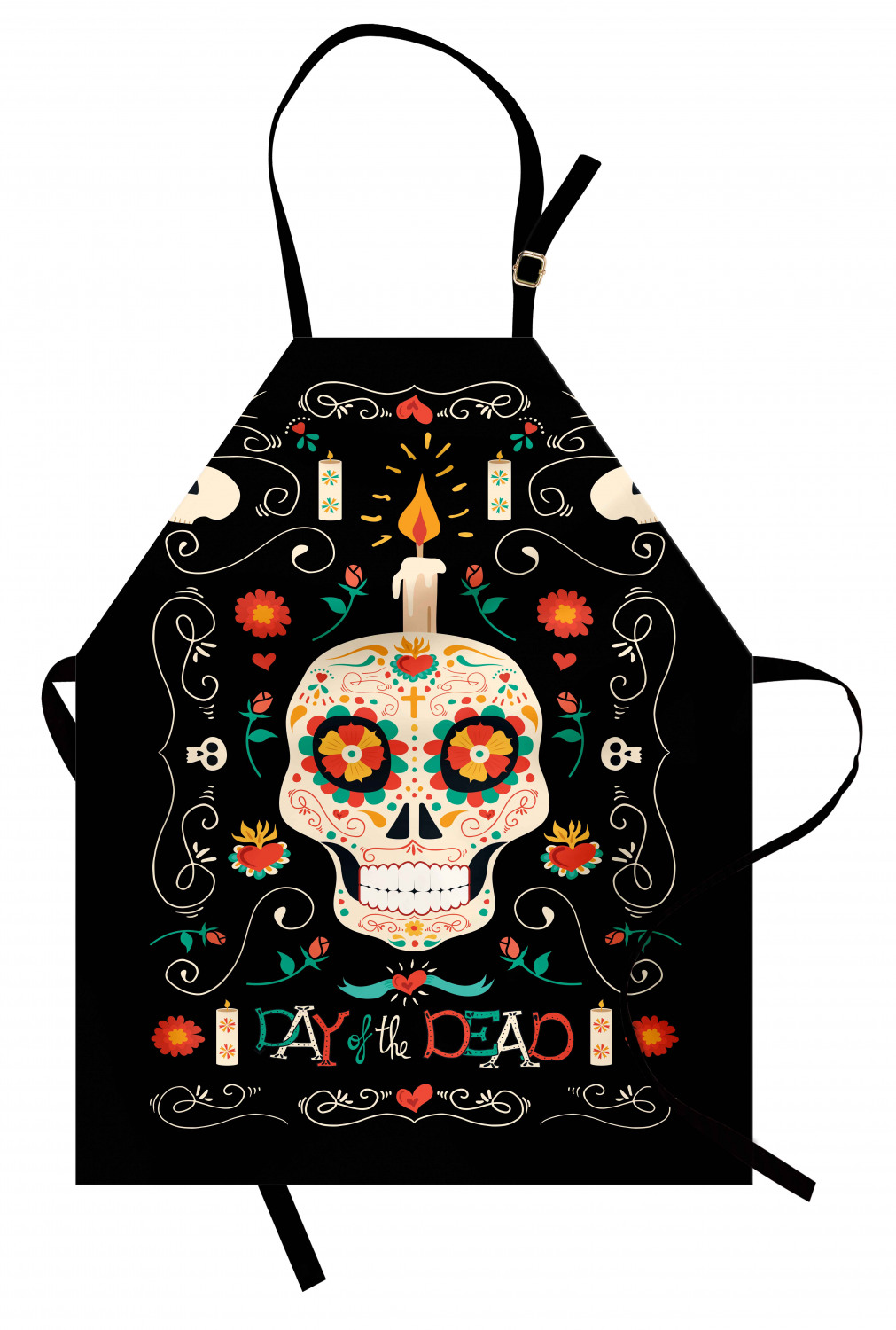 Mexican Sugar Skull Apron Unisex Kitchen Bib with Adjustable Neck Cooking Baking