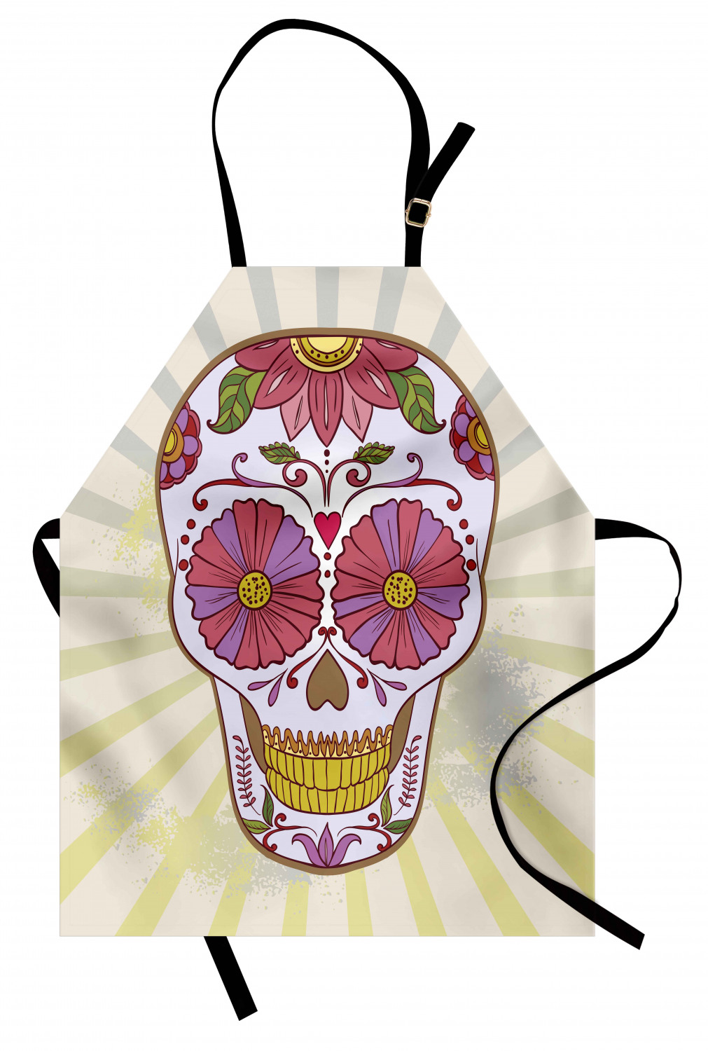 Mexican Sugar Skull Apron Unisex Kitchen Bib with Adjustable Neck Cooking Baking