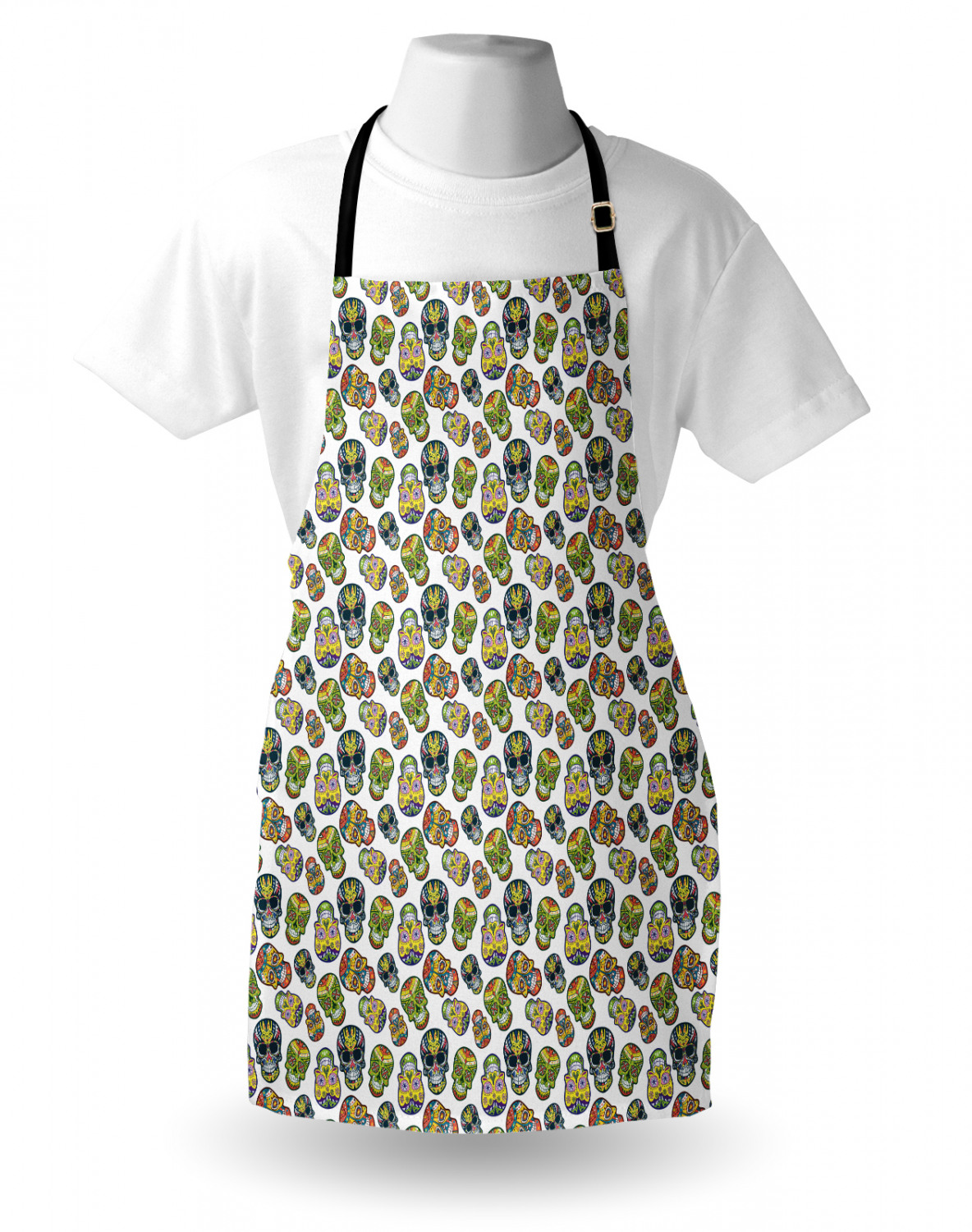 Mexican Sugar Skull Apron Unisex Kitchen Bib with Adjustable Neck Cooking Baking