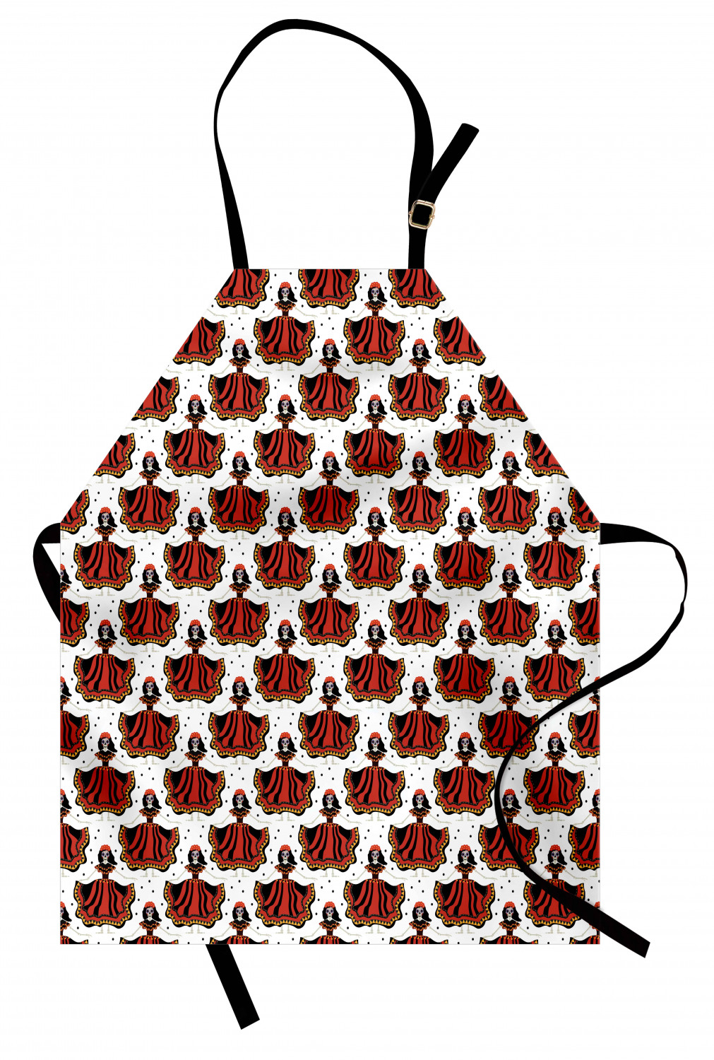 Mexican Sugar Skull Apron Unisex Kitchen Bib with Adjustable Neck Cooking Baking