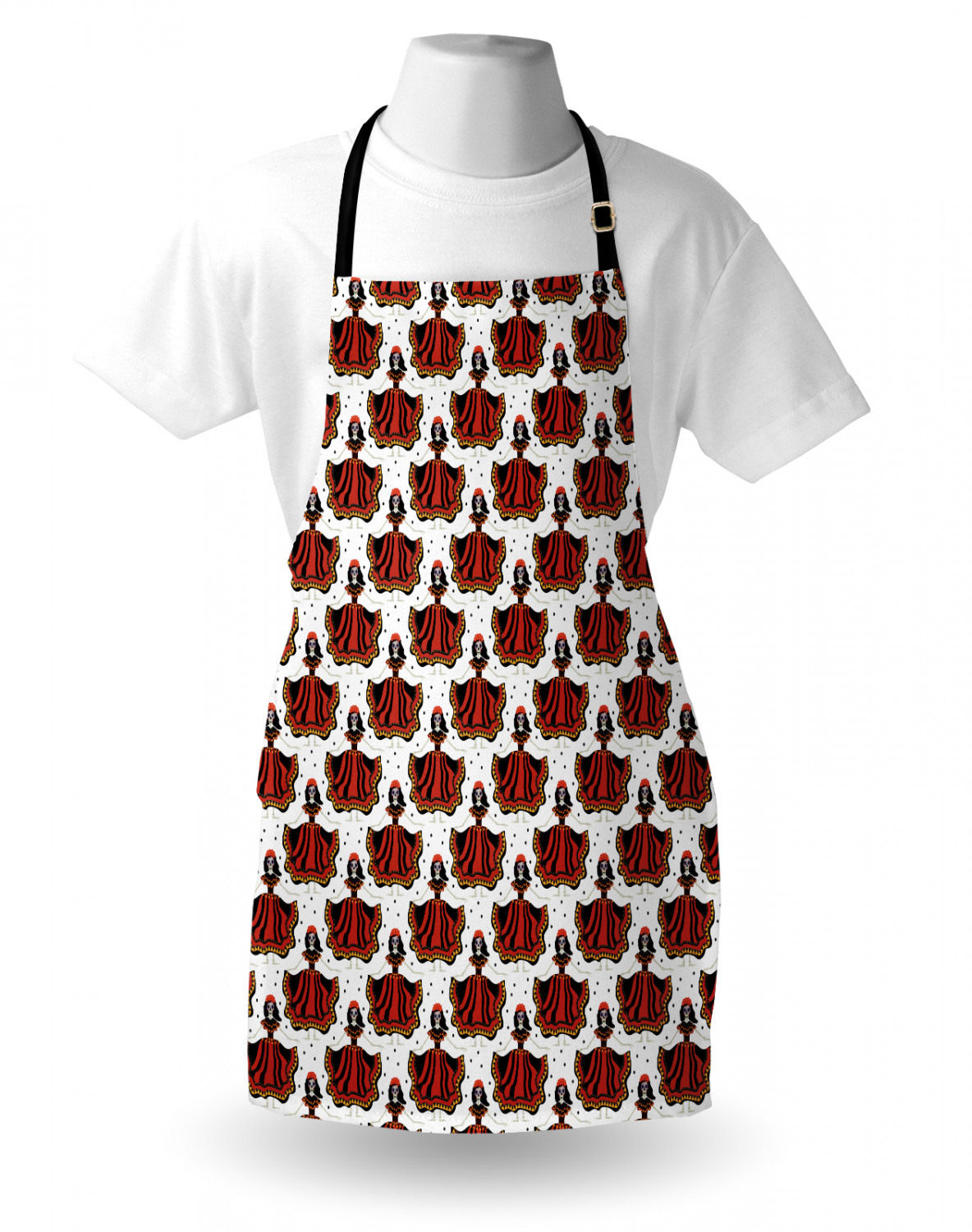 Mexican Sugar Skull Apron Unisex Kitchen Bib with Adjustable Neck Cooking Baking