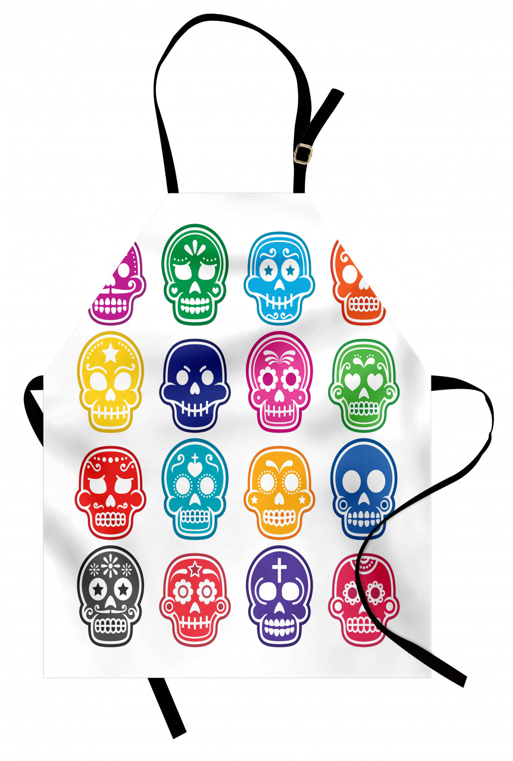 Mexican Sugar Skull Apron Unisex Kitchen Bib with Adjustable Neck Cooking Baking