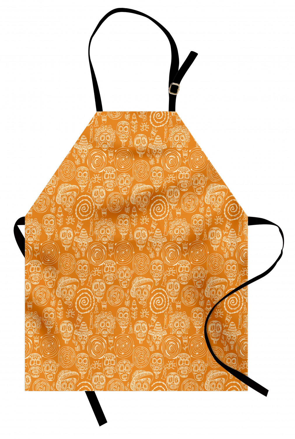 Mexican Sugar Skull Apron Unisex Kitchen Bib with Adjustable Neck Cooking Baking