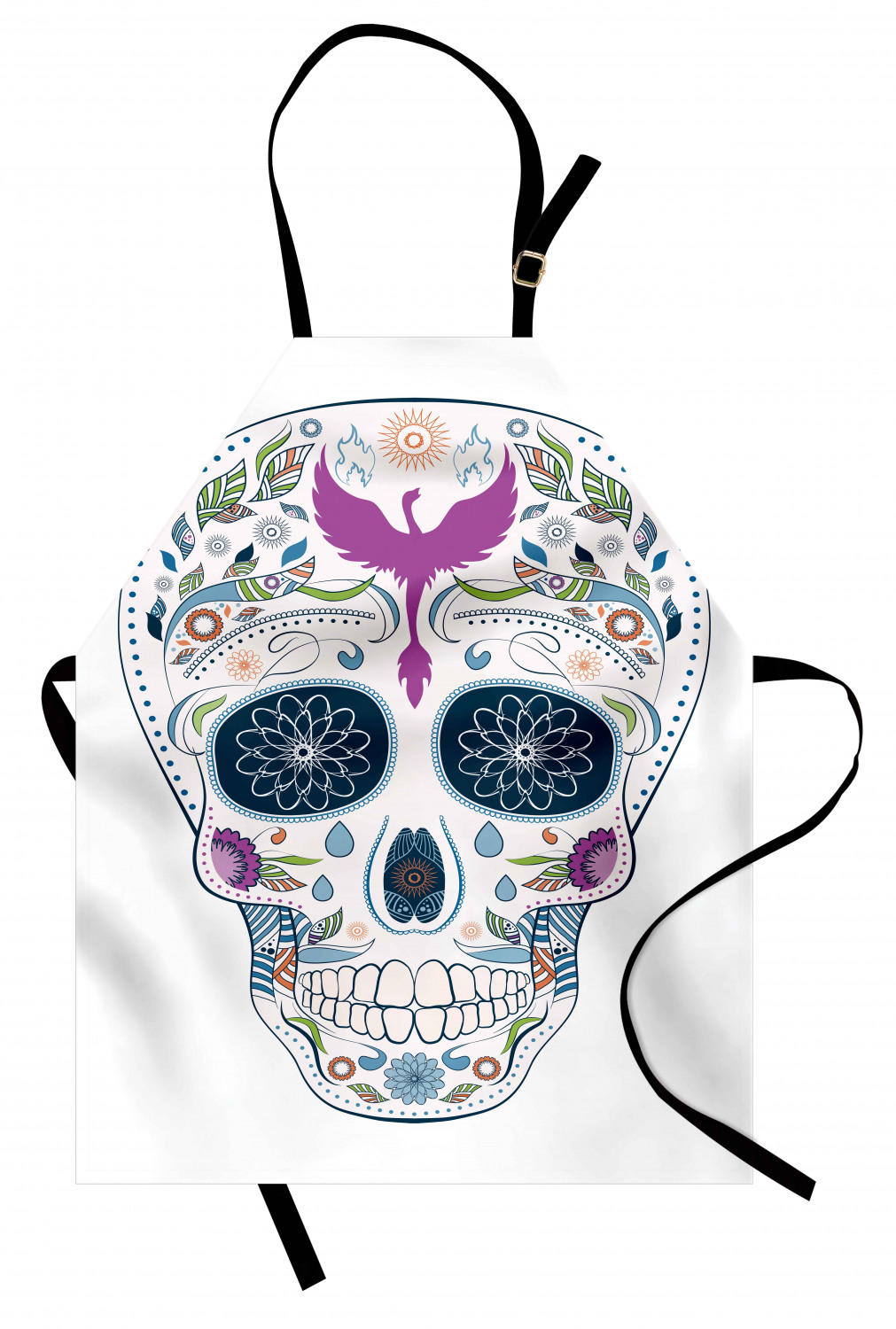 Mexican Sugar Skull Apron Unisex Kitchen Bib with Adjustable Neck Cooking Baking