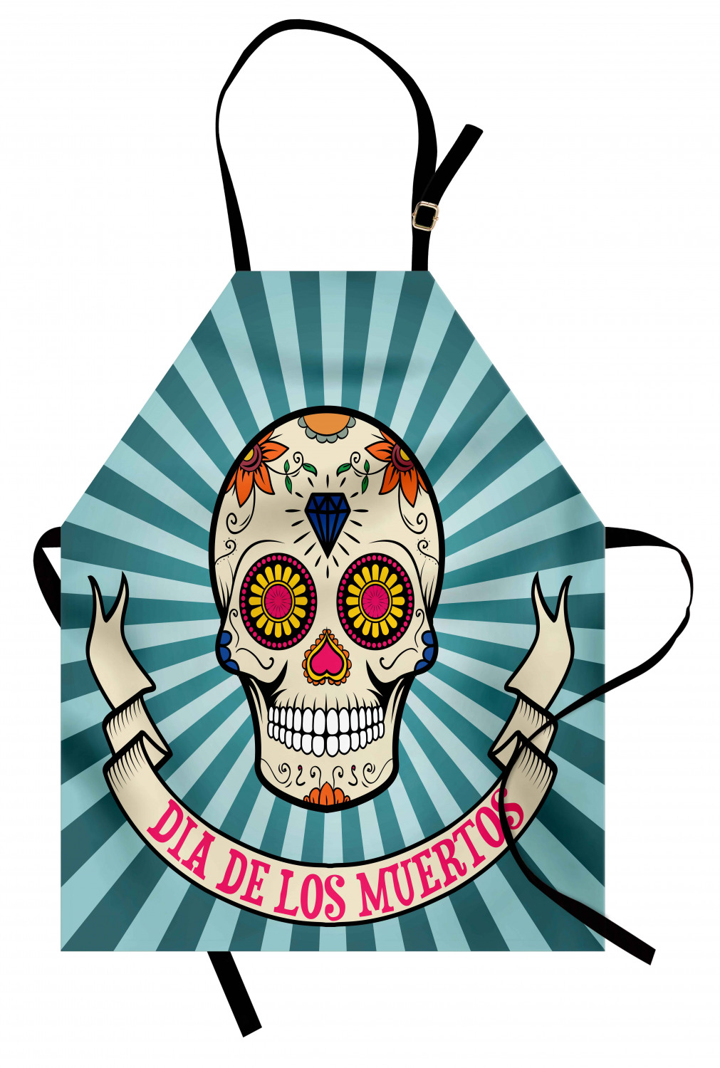 Mexican Sugar Skull Apron Unisex Kitchen Bib with Adjustable Neck Cooking Baking