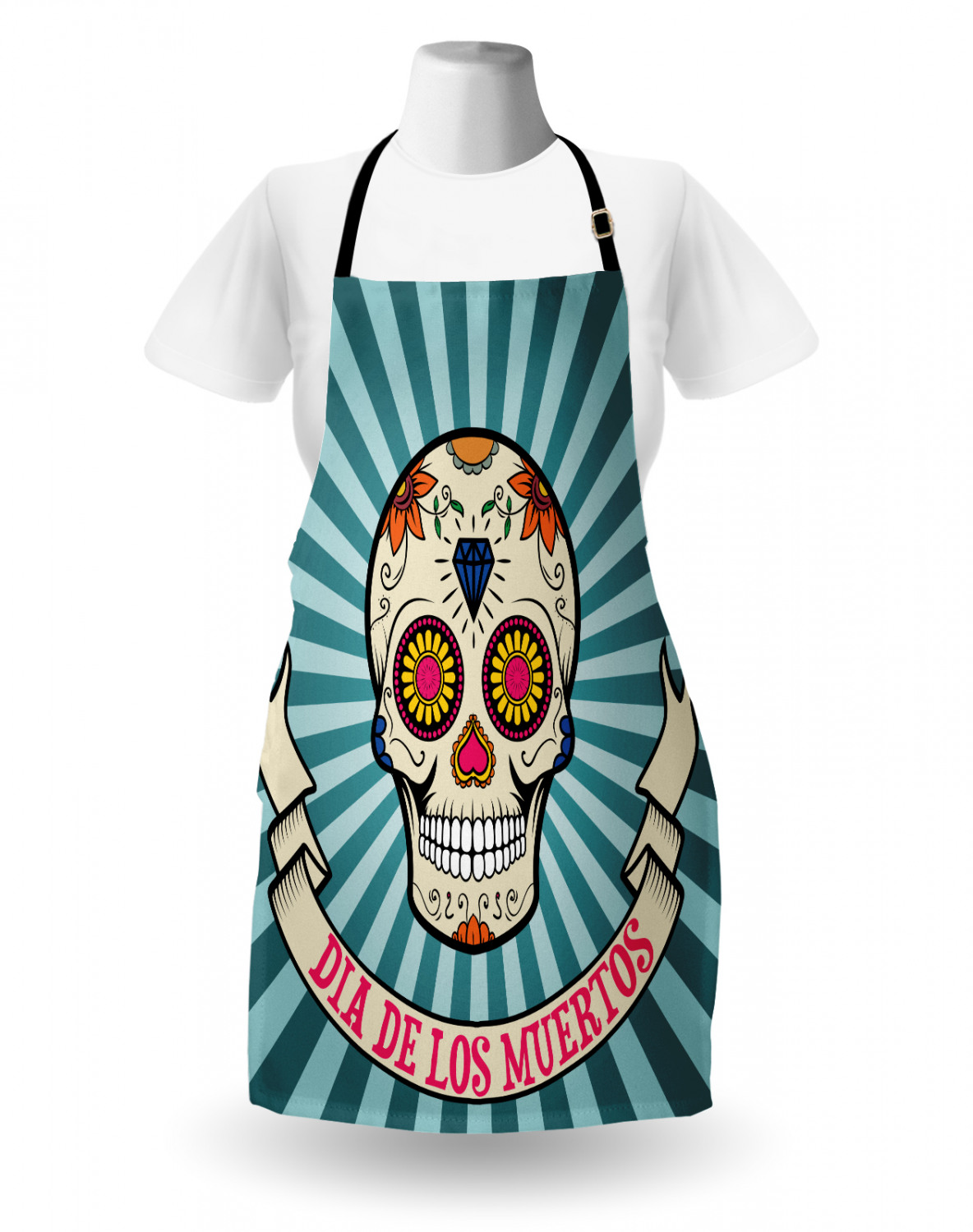 Mexican Sugar Skull Apron Unisex Kitchen Bib with Adjustable Neck ...