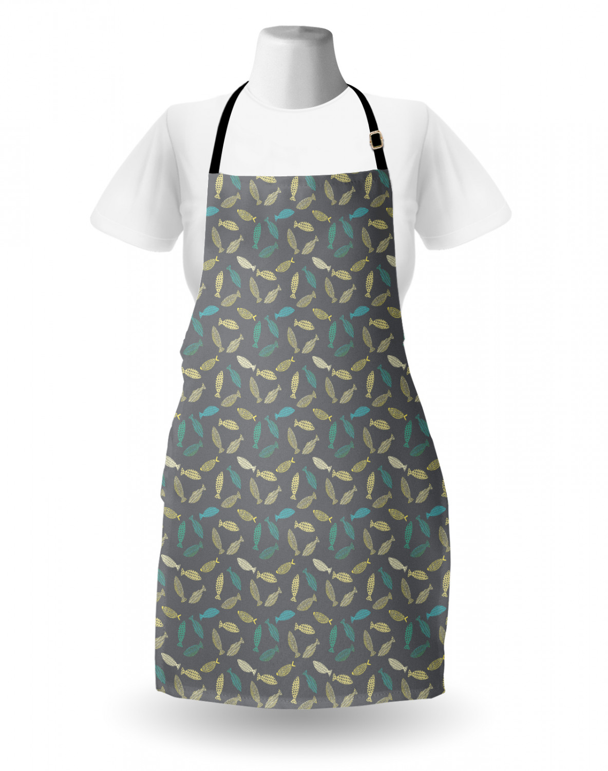 Fish Pattern Apron Unisex Kitchen Bib with Adjustable Neck Cooking ...