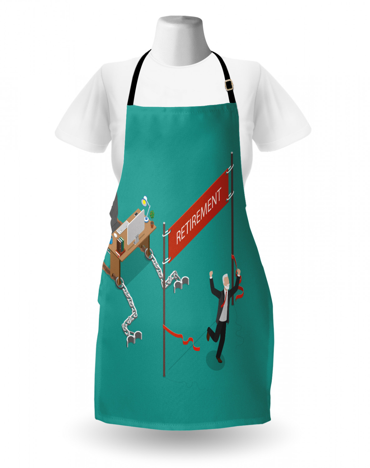 Retirement Party Apron Unisex Kitchen Bib with Adjustable Neck Cooking Baking