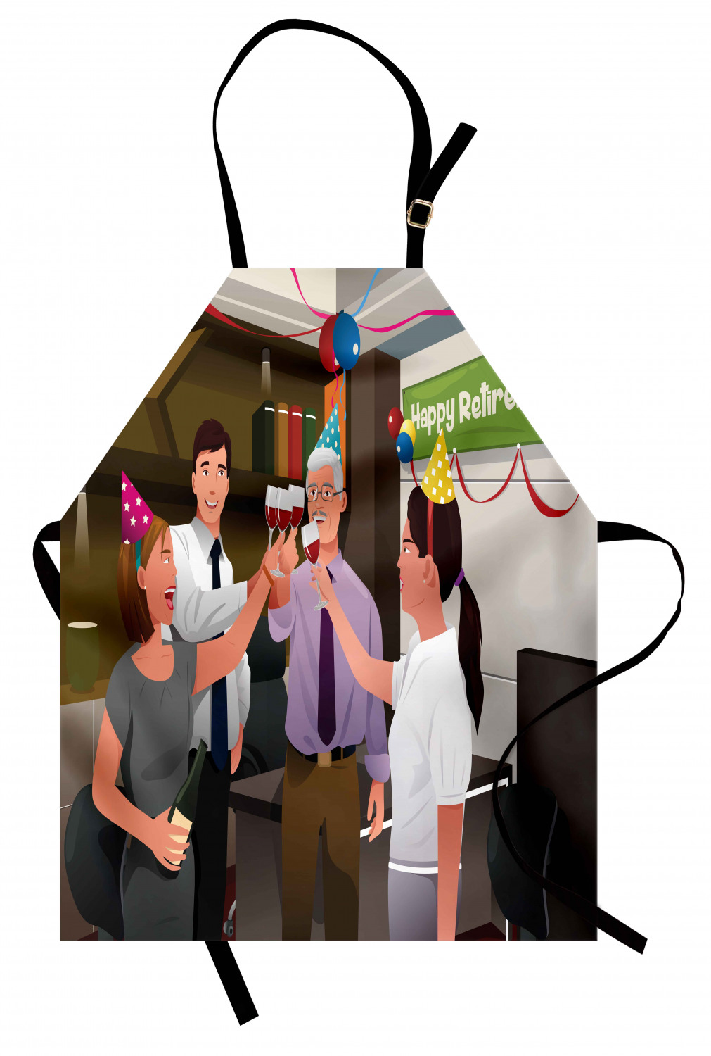 Retirement Party Apron Unisex Kitchen Bib with Adjustable Neck Cooking Baking