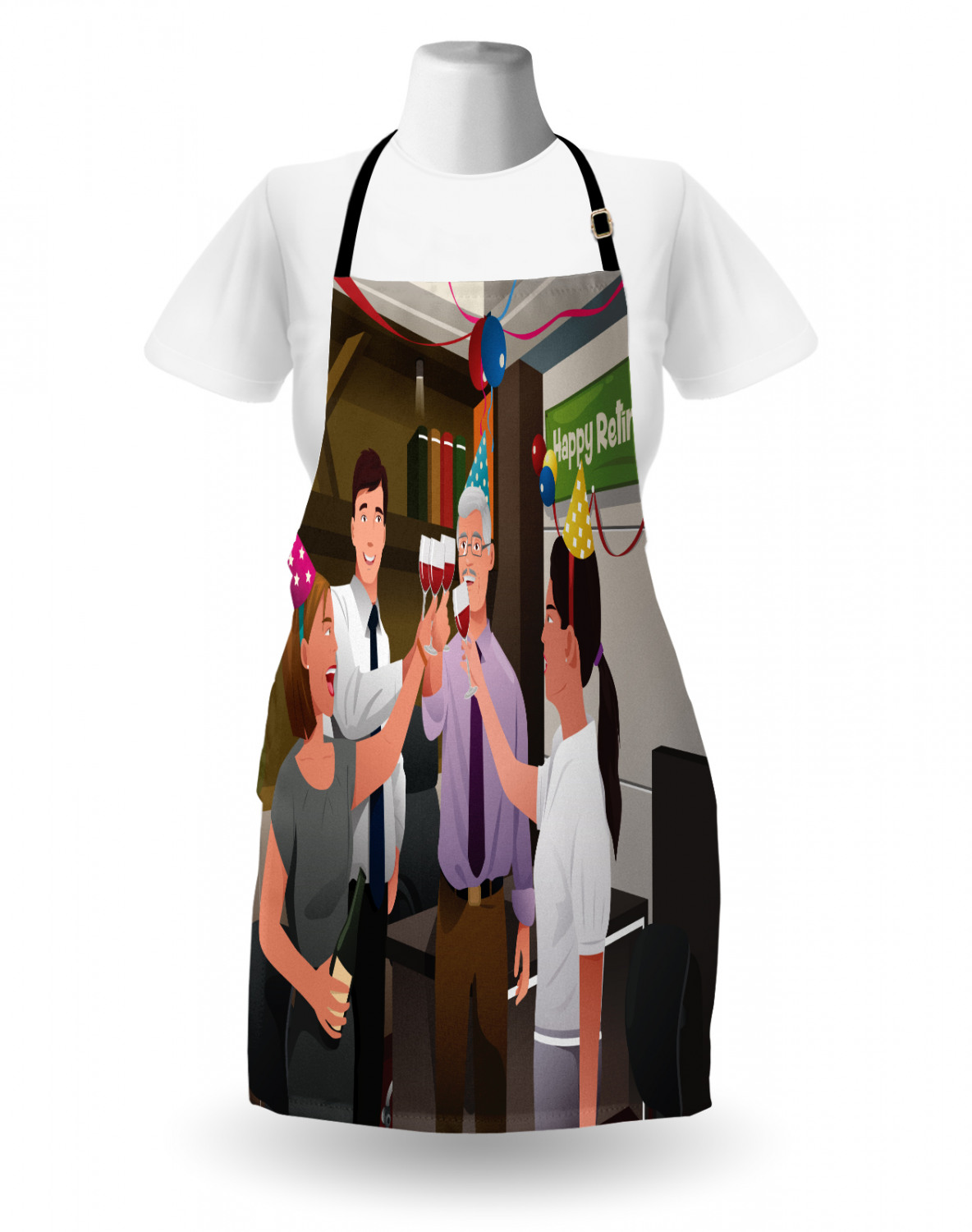 Retirement Party Apron Unisex Kitchen Bib with Adjustable Neck Cooking Baking