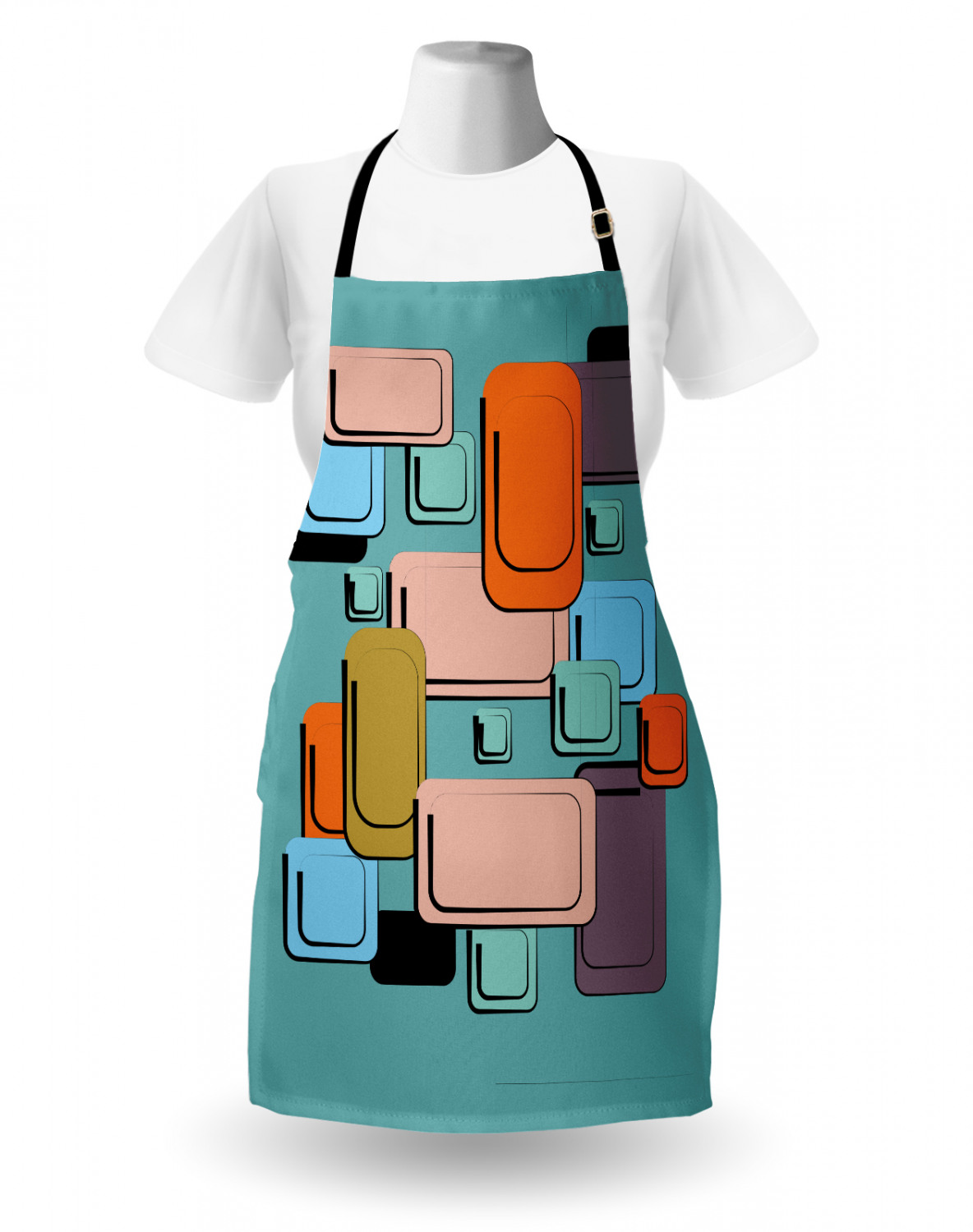 Ambesonne Retro Apron Unisex Kitchen Bib with Adjustable Neck Cooking Baking