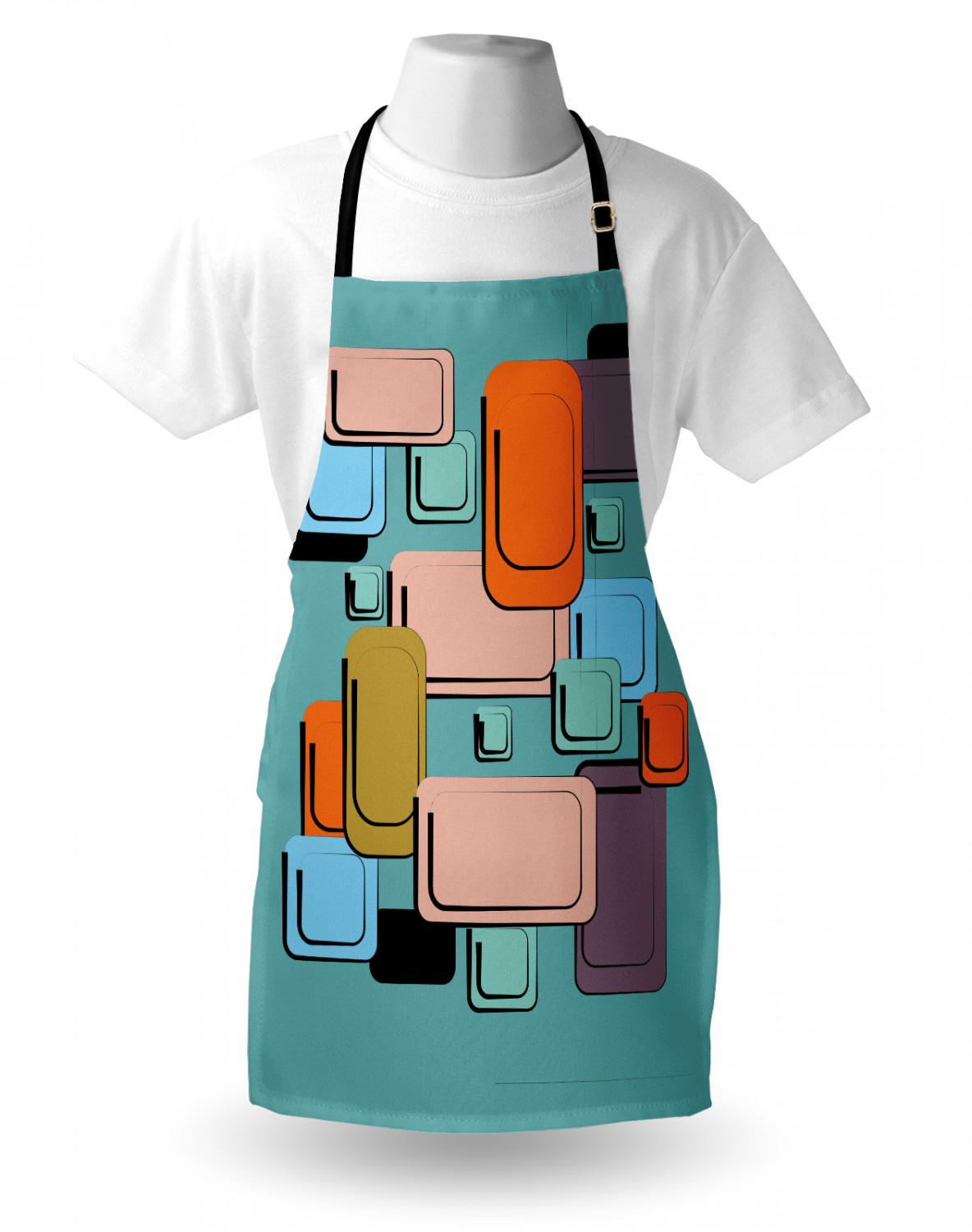 Ambesonne Retro Apron Unisex Kitchen Bib with Adjustable Neck Cooking Baking