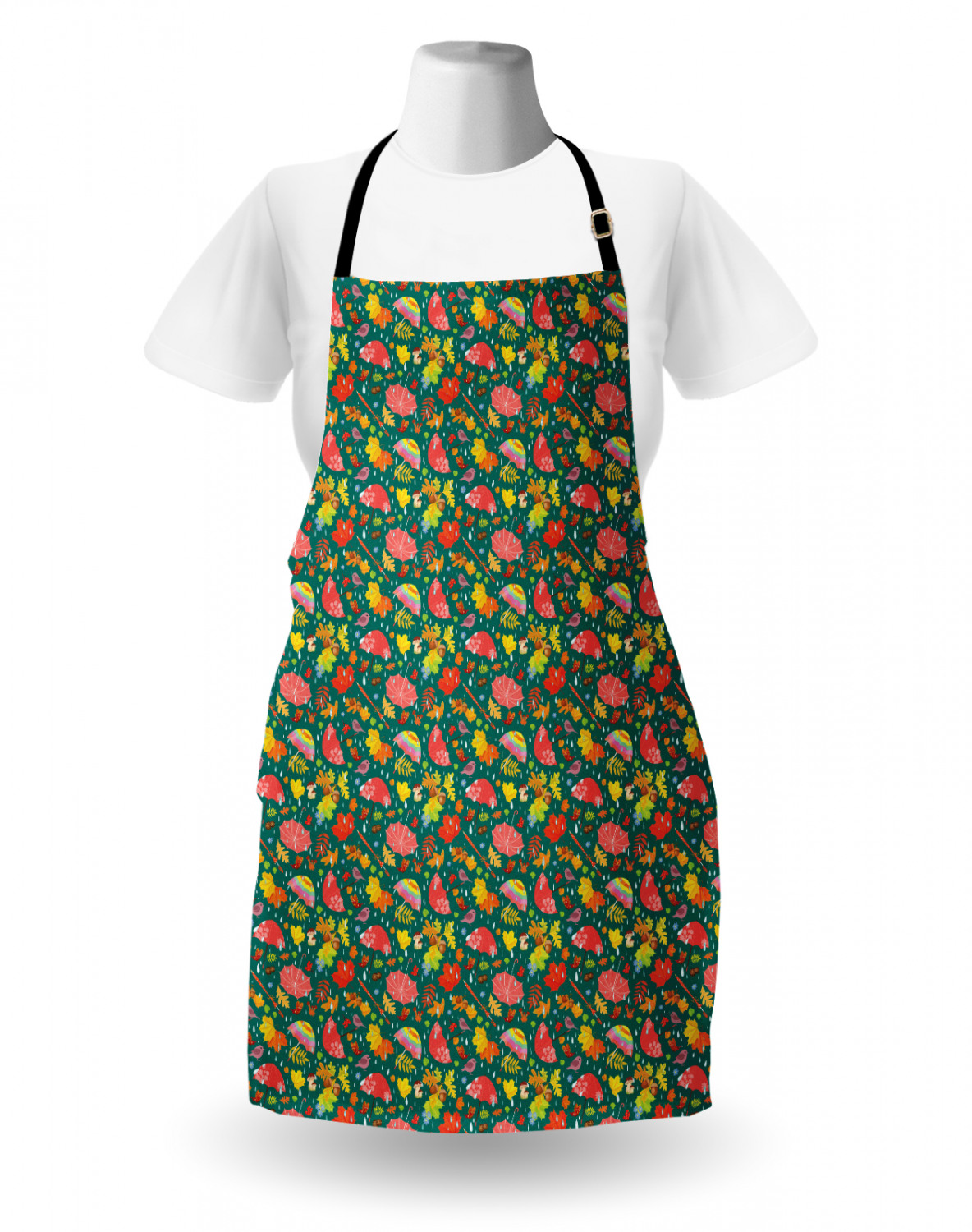 Fall Apron Unisex Kitchen Bib with Adjustable Neck Cooking Ambesonne