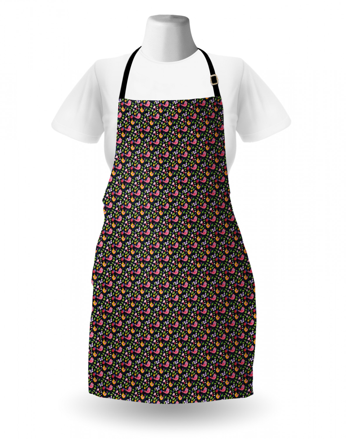 Ambesonne Apron with Adjustable Neck for Gardening Cooking Vivid Colors