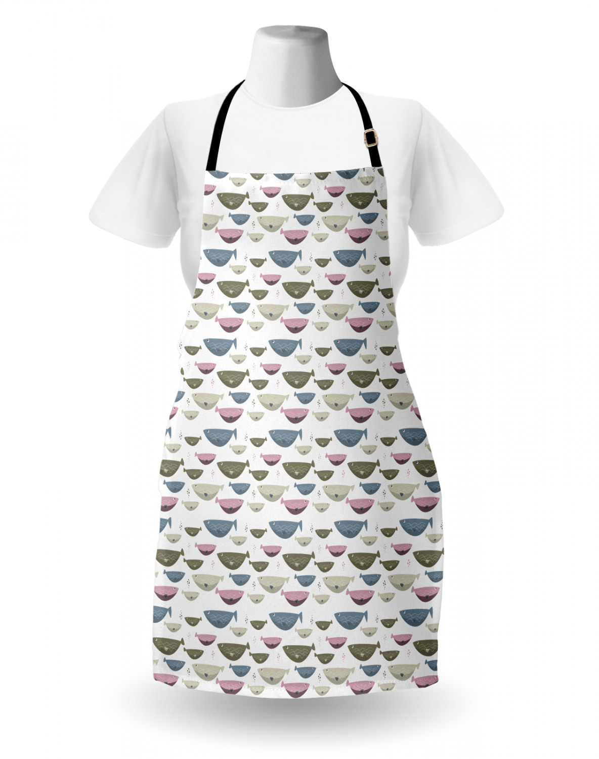 Fish Pattern Apron Unisex Kitchen Bib with Adjustable Neck Cooking ...