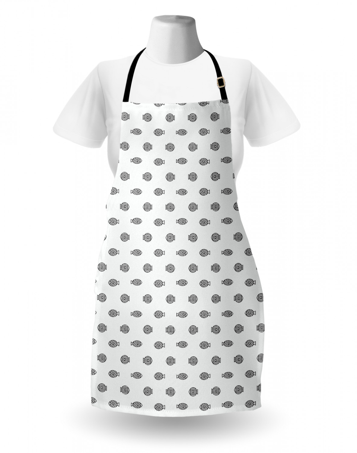 Fish Pattern Apron Unisex Kitchen Bib with Adjustable Neck Cooking ...