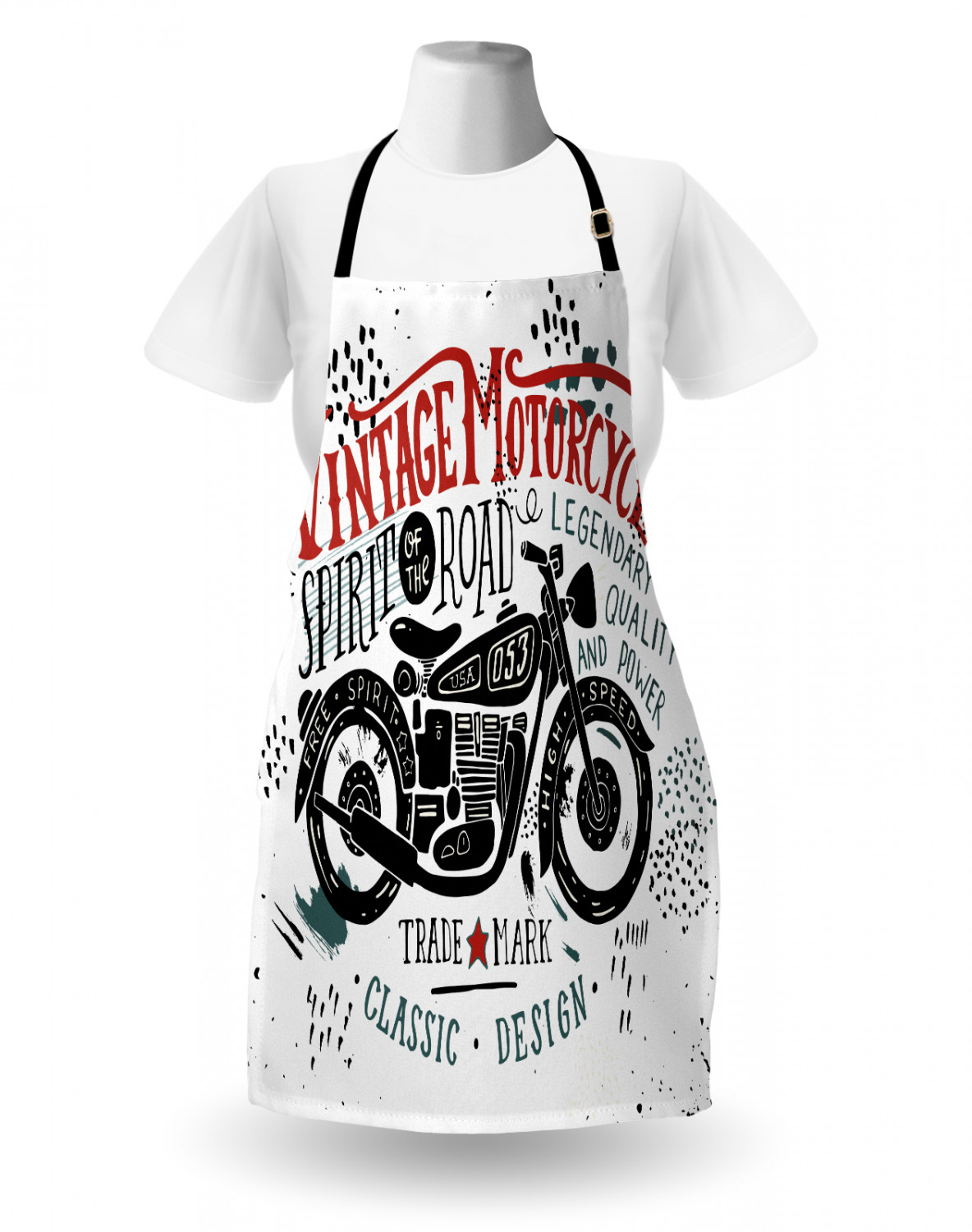 Motorcycle Apron Unisex Kitchen Bib with Adjustable Neck for Cooking Gardening