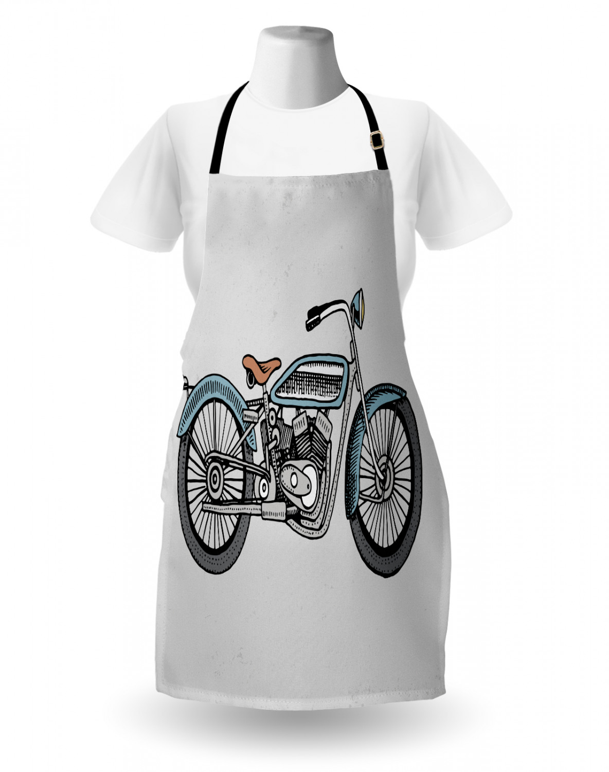 Motorcycle Apron Unisex Kitchen Bib with Adjustable Neck for Cooking Gardening