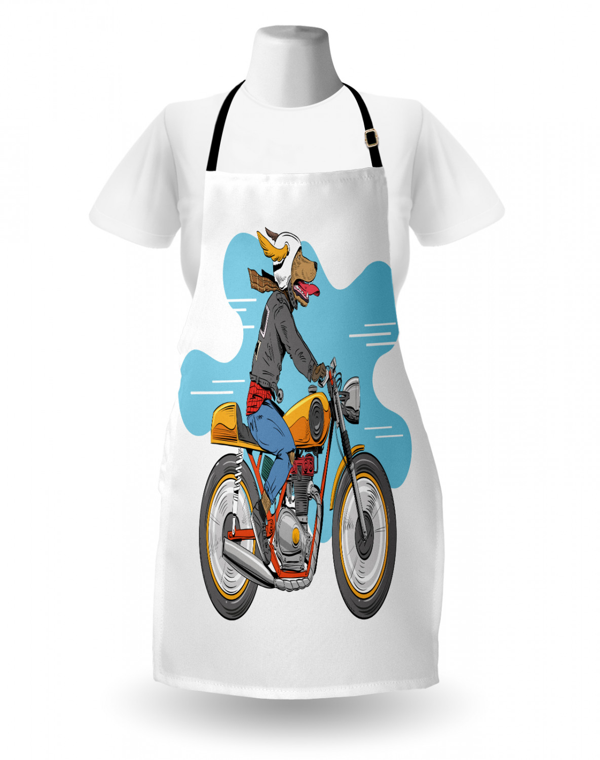 Motorcycle Apron Unisex Kitchen Bib with Adjustable Neck for Cooking Gardening