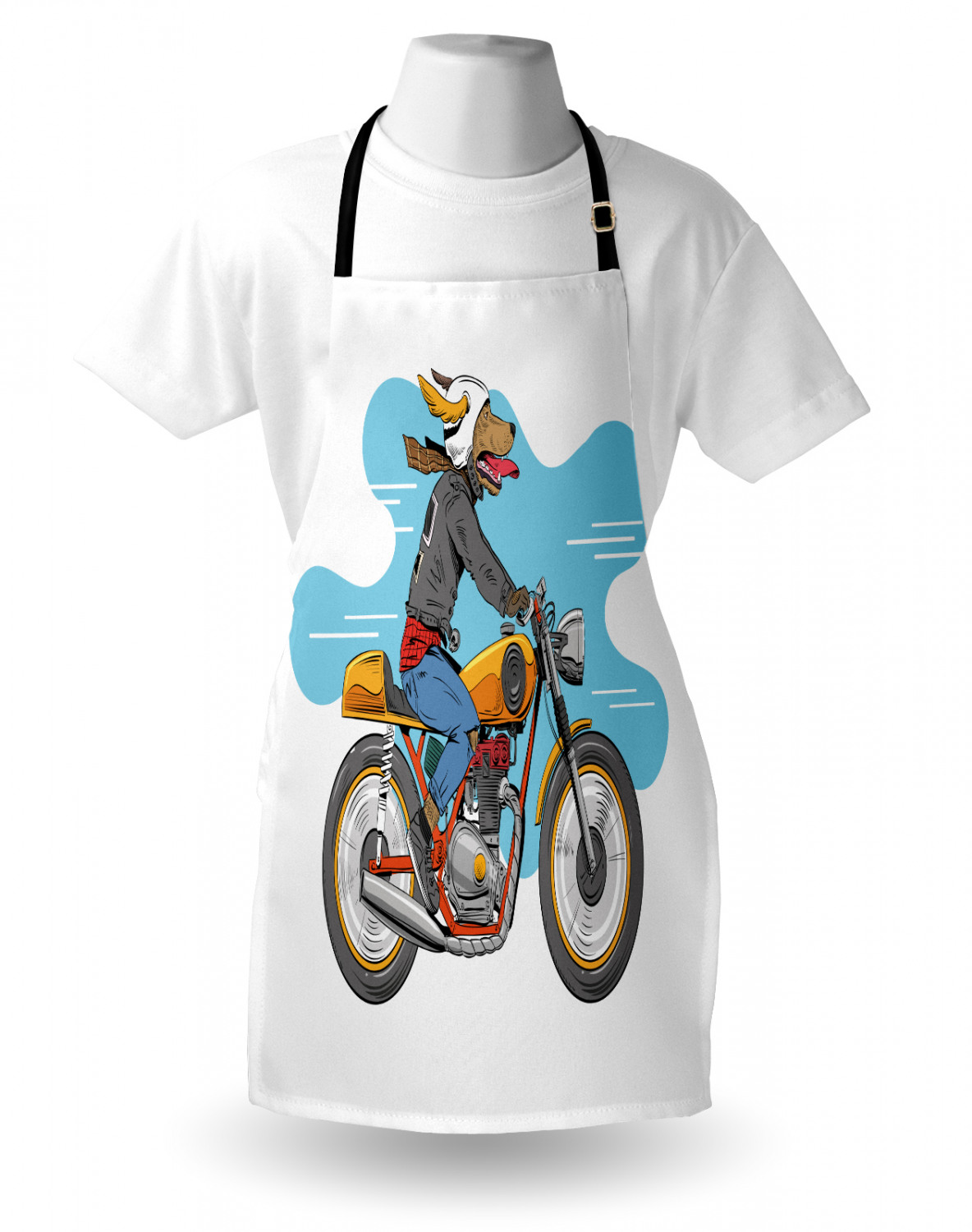 Motorcycle Apron Unisex Kitchen Bib with Adjustable Neck for Cooking Gardening