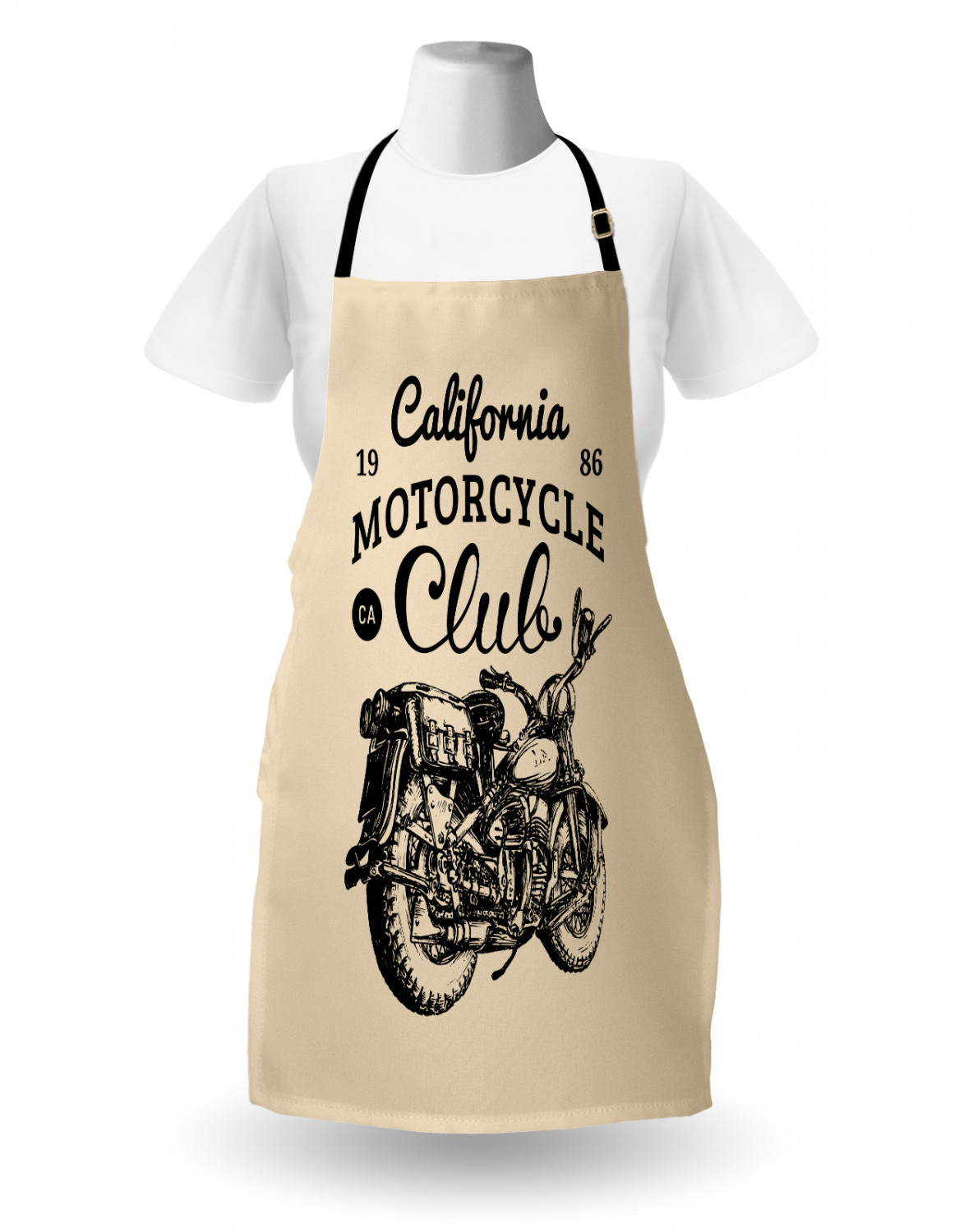 Motorcycle Apron Unisex Kitchen Bib with Adjustable Neck for Cooking Gardening