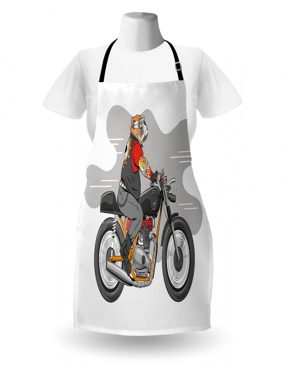 Motorcycle Apron Unisex Kitchen Bib with Adjustable Neck for Cooking Gardening