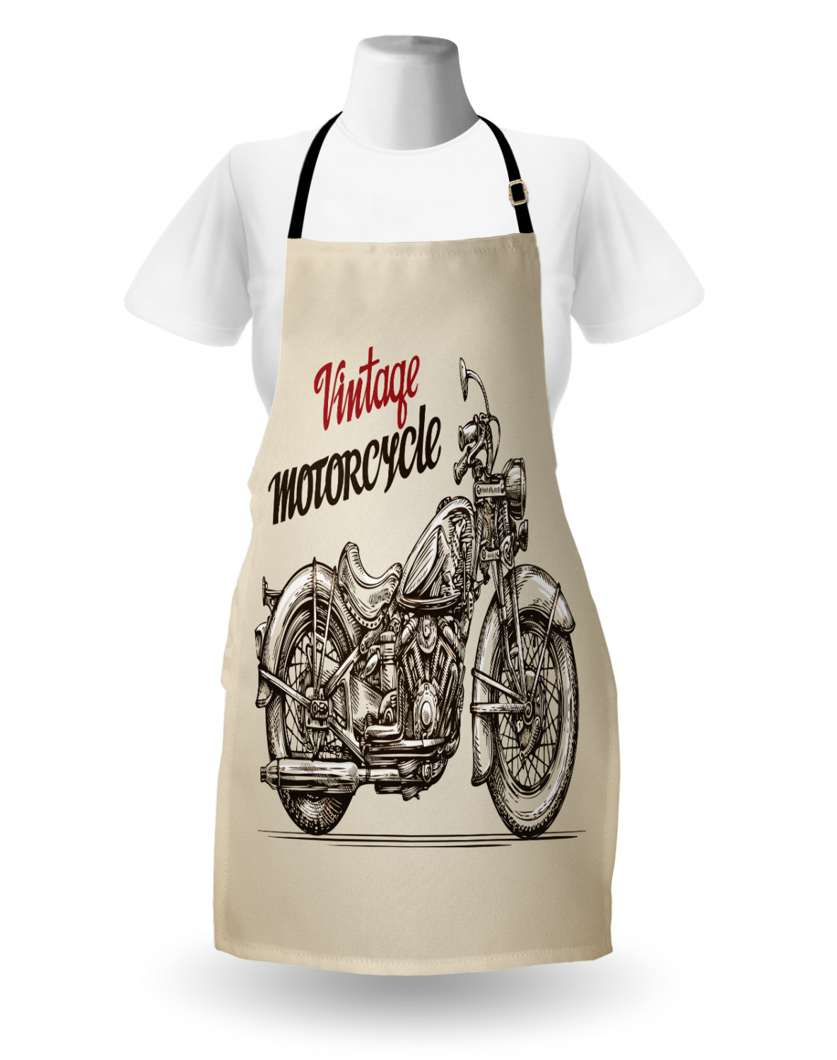 Motorcycle Apron Unisex Kitchen Bib with Adjustable Neck for Cooking Gardening