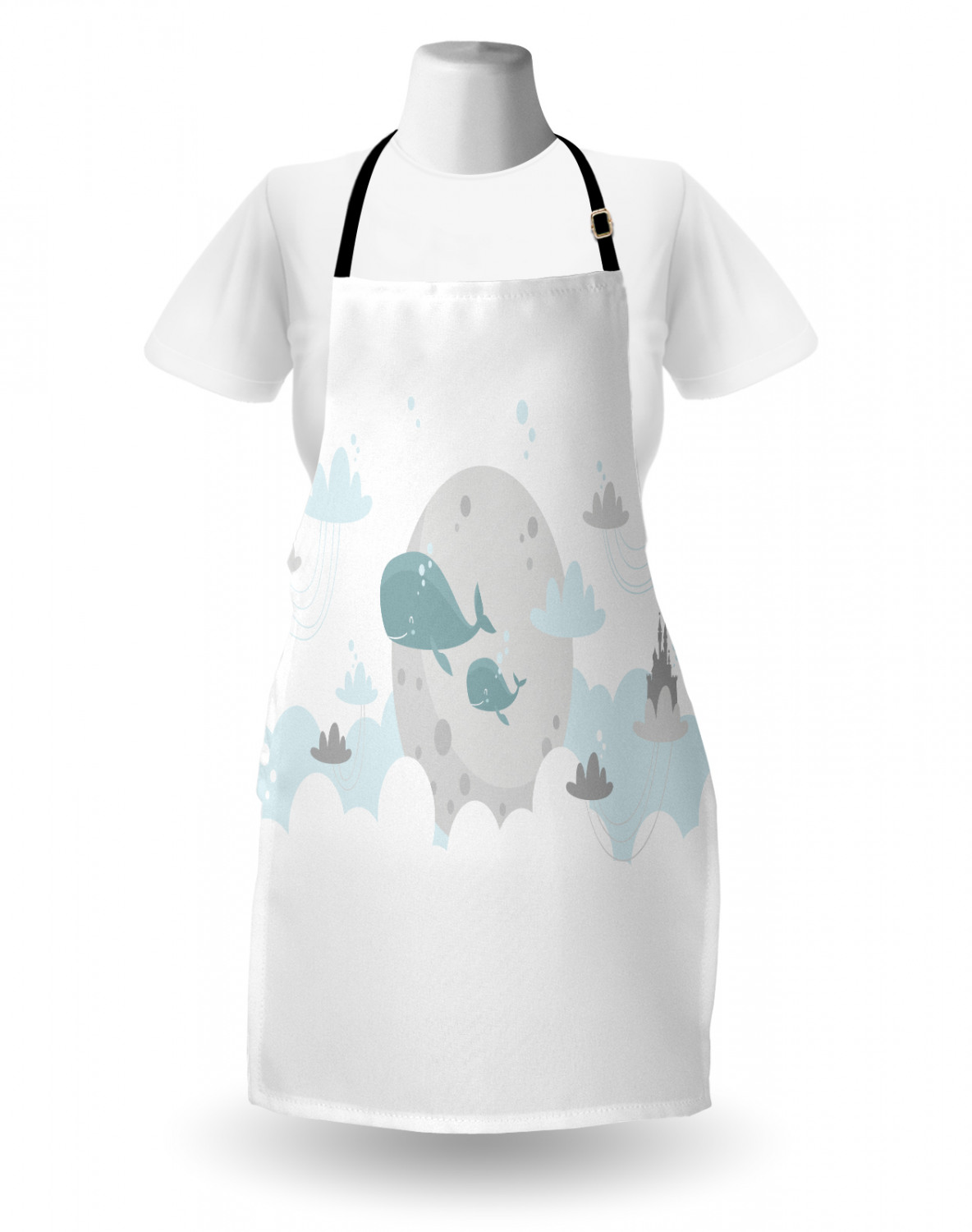 Marine Whale Apron Unisex Kitchen Bib with Adjustable Neck Cooking Baking