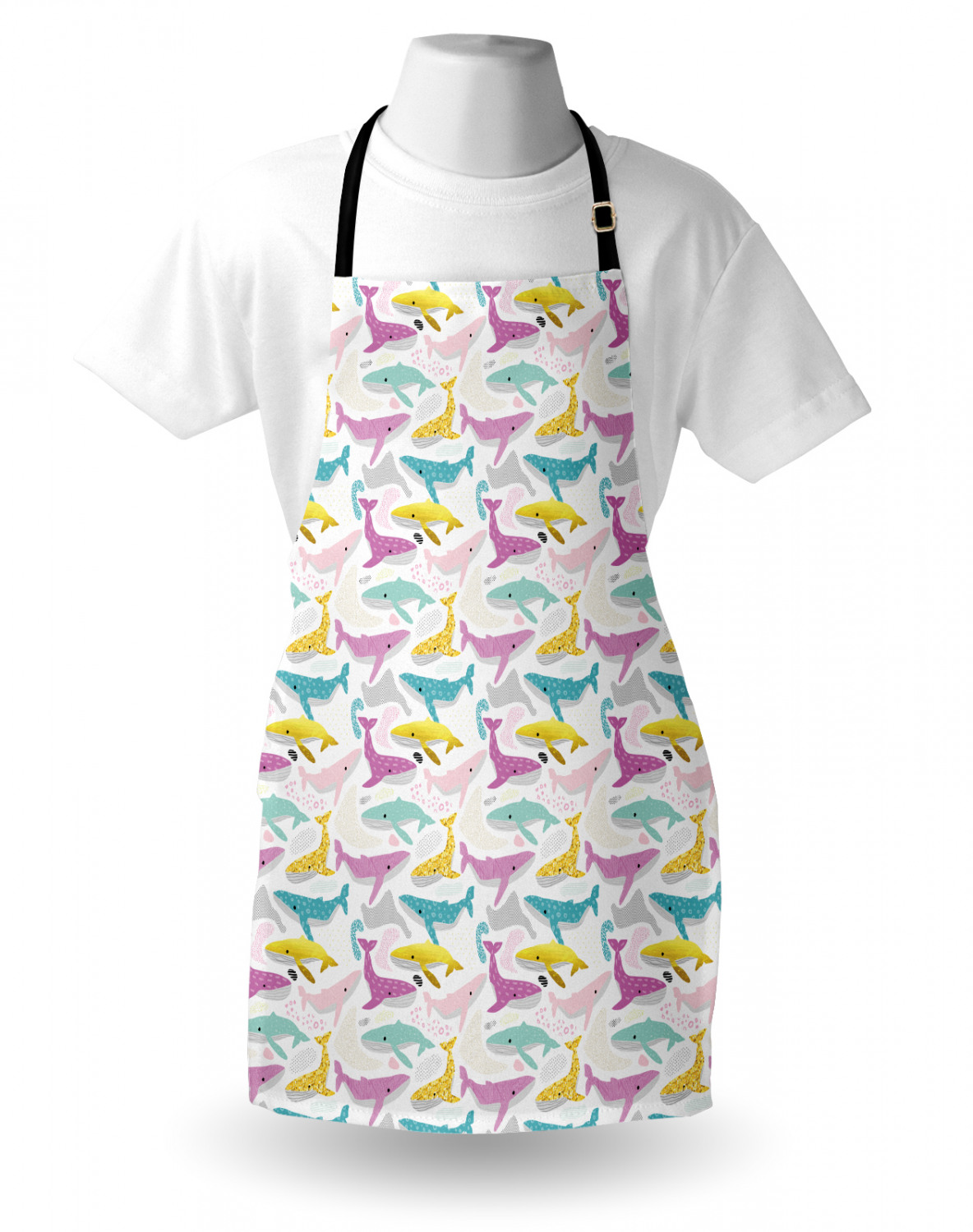 Marine Whale Apron Unisex Kitchen Bib with Adjustable Neck Cooking Baking