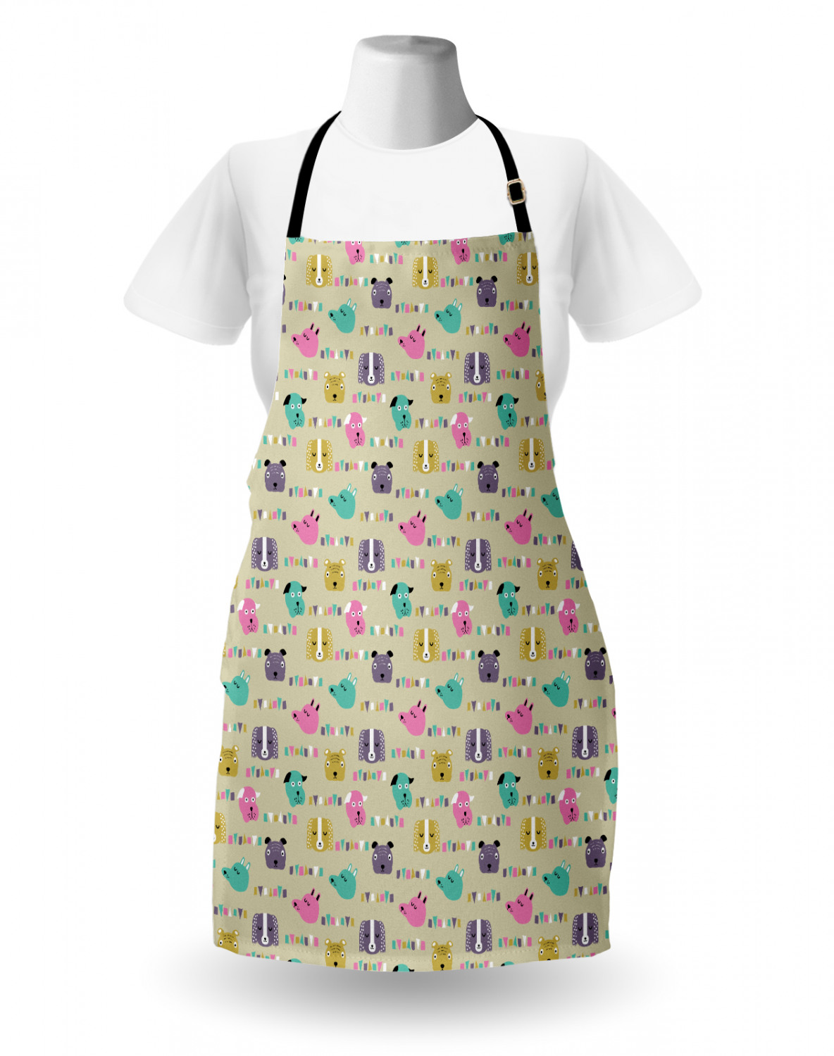 Funny Animal Apron Unisex Kitchen Bib with Adjustable Neck Cooking Baking