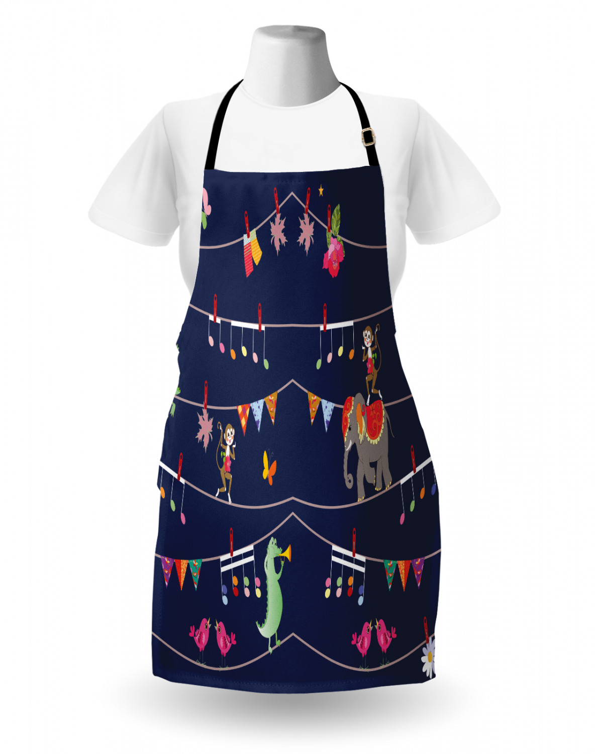 Ambesonne Apron with Adjustable Neck for Gardening Cooking Vivid Colors