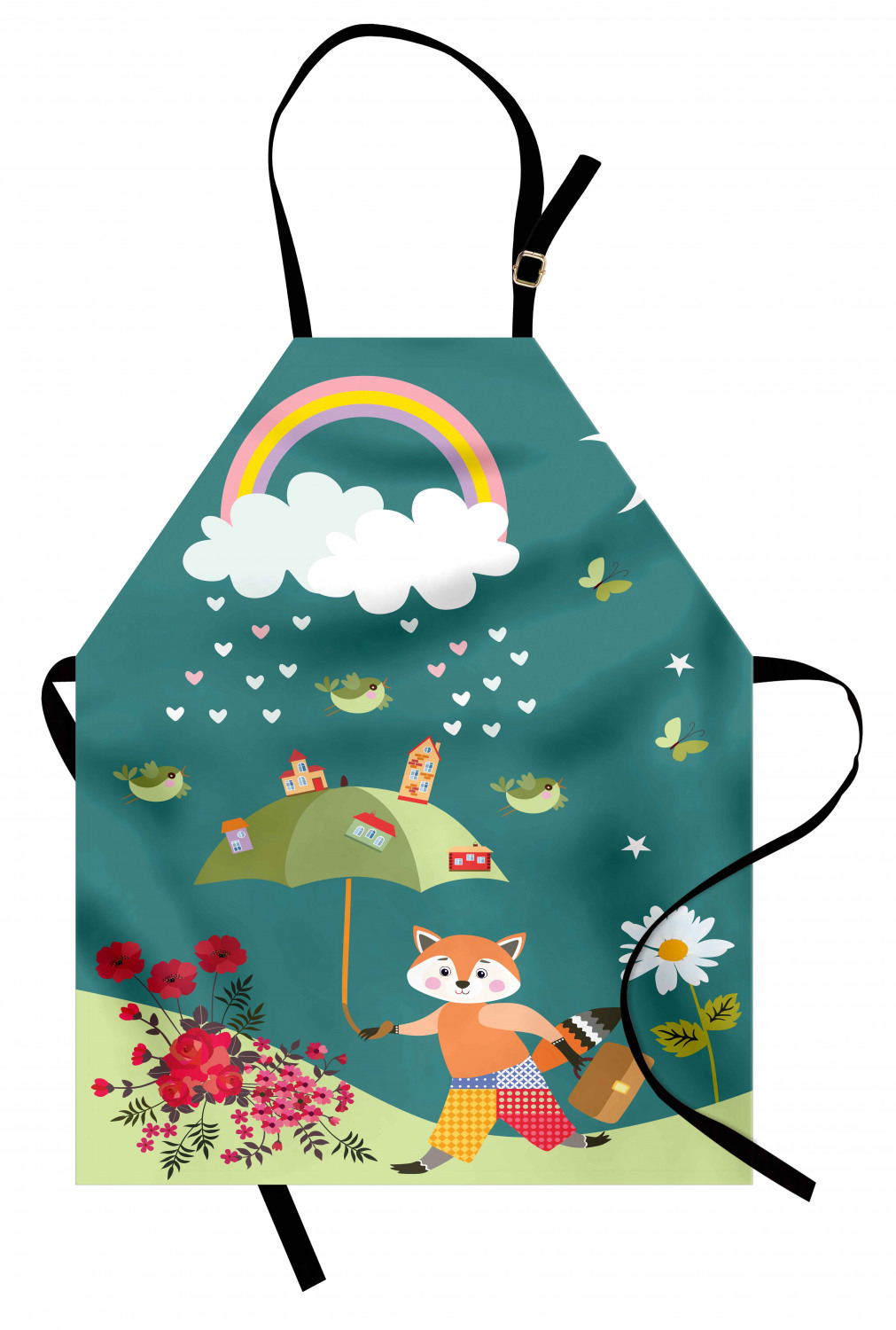 Ambesonne Apron with Adjustable Neck for Gardening Cooking Vivid Colors