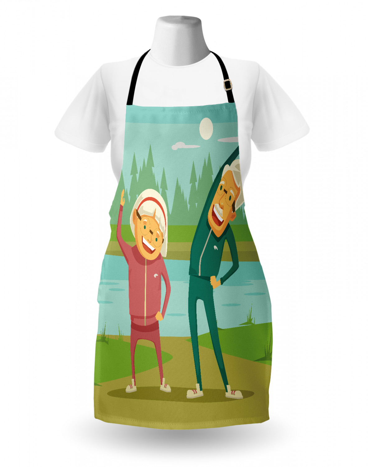 Ambesonne Apron with Adjustable Neck for Gardening Cooking Vivid Colors