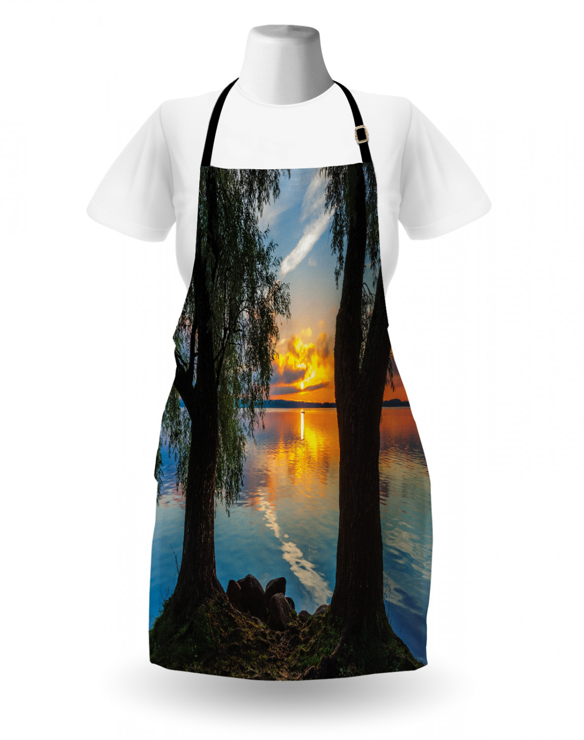 Ambesonne Apron Bib Adjustable Strap for Gardening Cooking Unisex Vivid Colors