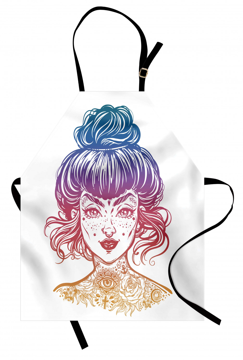 Unisex Indoor Use Apron with Adjustable Neck Strap for Garden Cooking Ambesonne