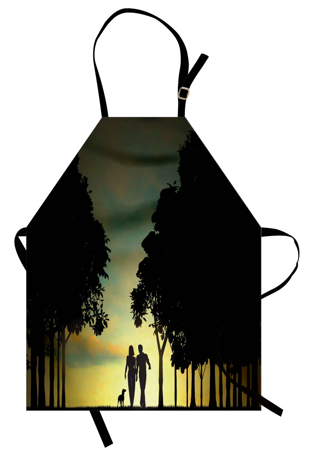 Apron Bib Adjustable Black Strap for Garden Cooking Standard Size Ambesonne