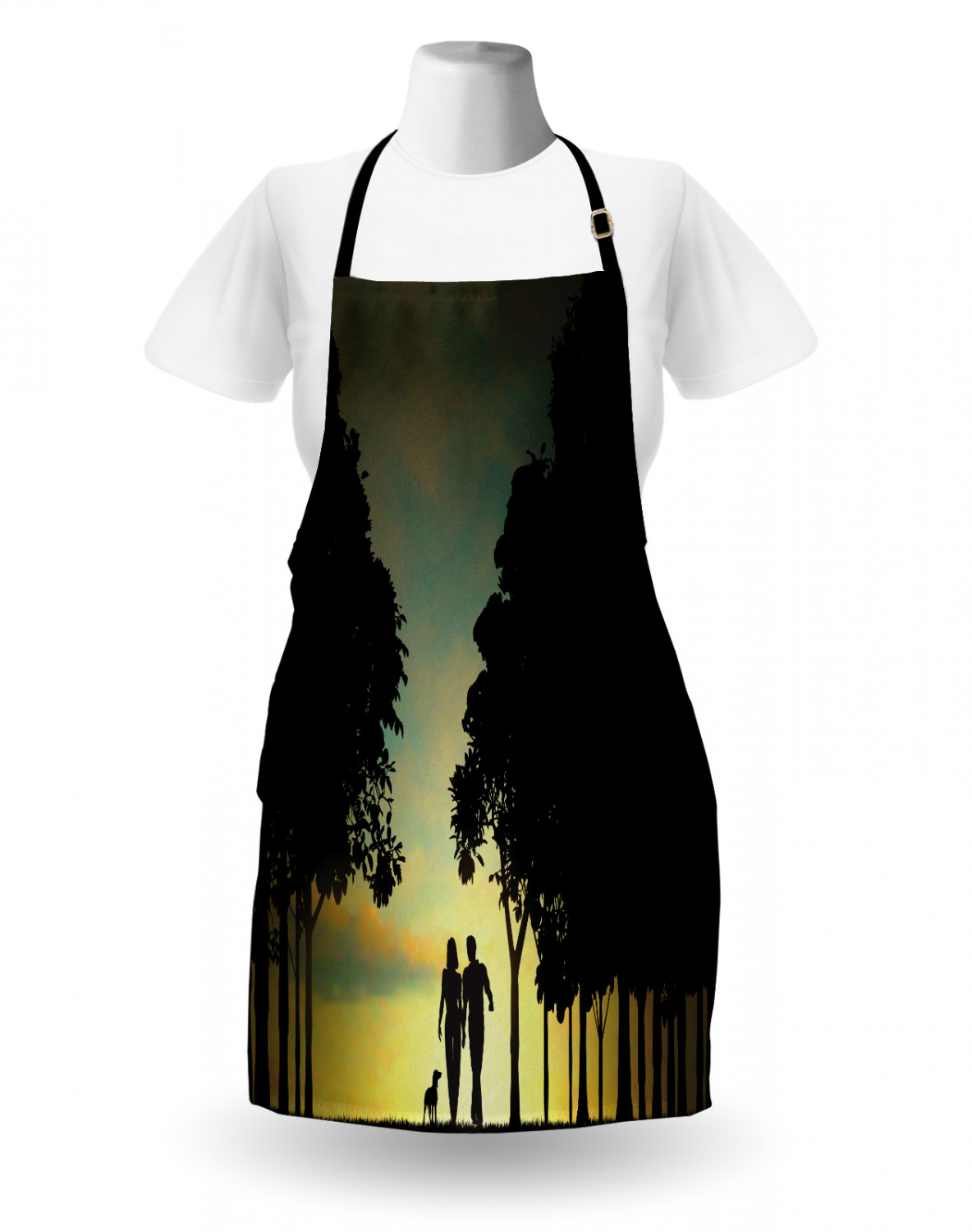 Apron Bib Adjustable Black Strap for Garden Cooking Standard Size Ambesonne