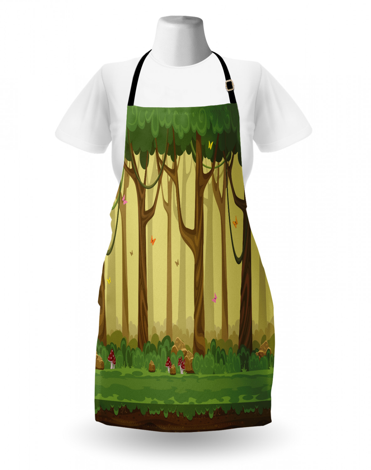 Apron Bib Adjustable Black Strap for Garden Cooking Standard Size Ambesonne