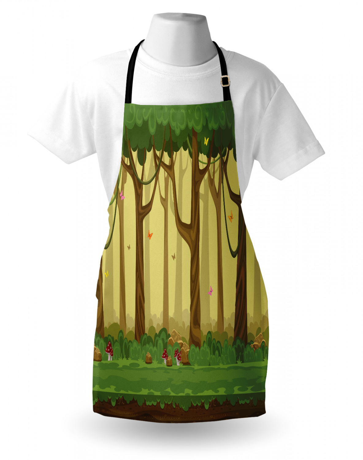 Apron Bib Adjustable Black Strap for Garden Cooking Standard Size Ambesonne