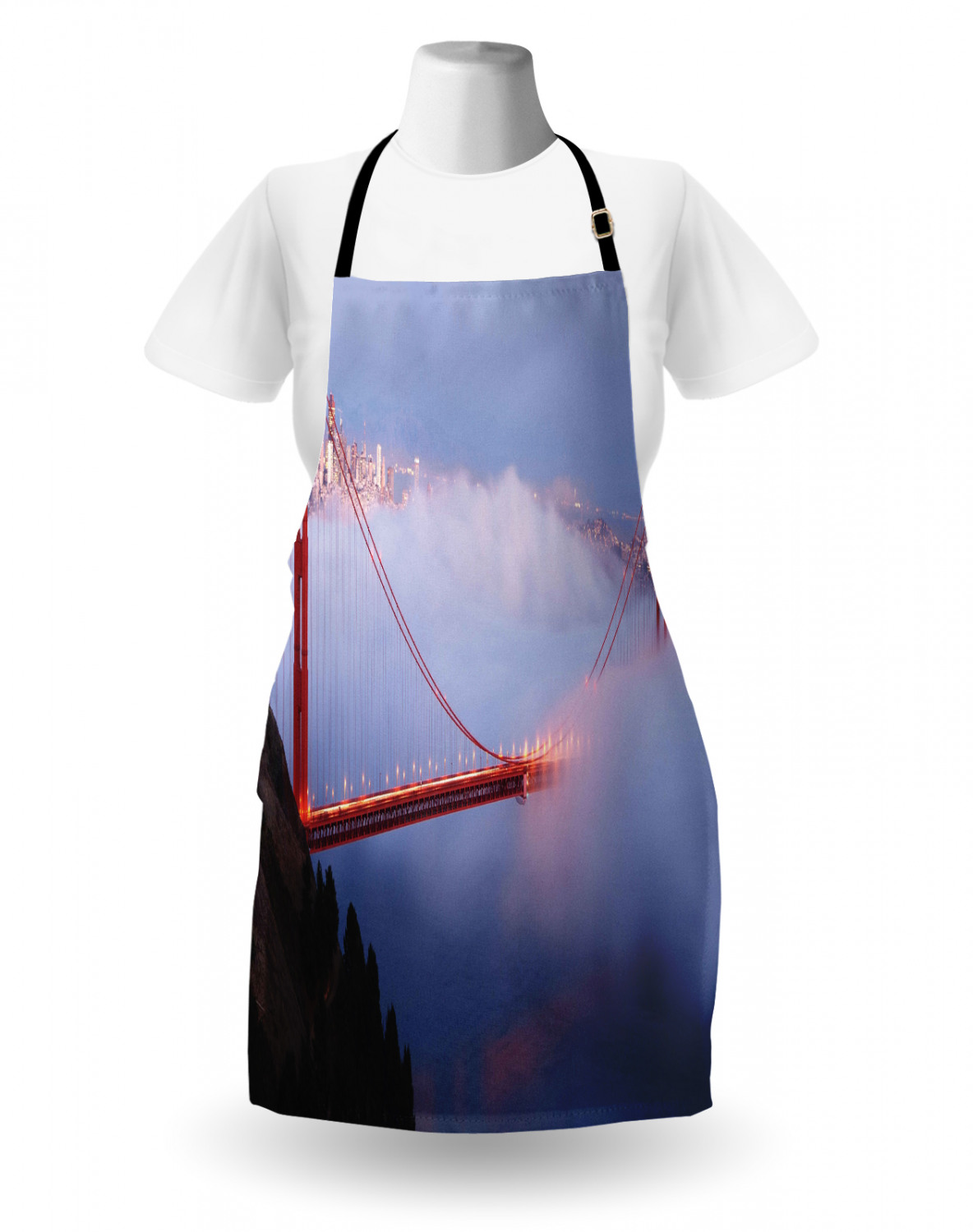 Apron Bib Adjustable Black Strap for Garden Cooking Standard Size Ambesonne