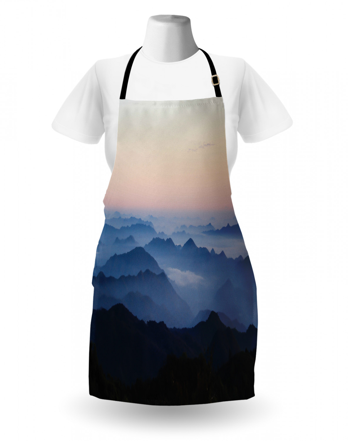 Apron Bib Adjustable Black Strap for Garden Cooking Standard Size Ambesonne