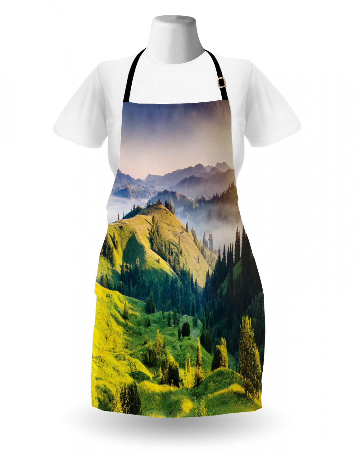 Apron Bib Adjustable Black Strap for Garden Cooking Standard Size Ambesonne