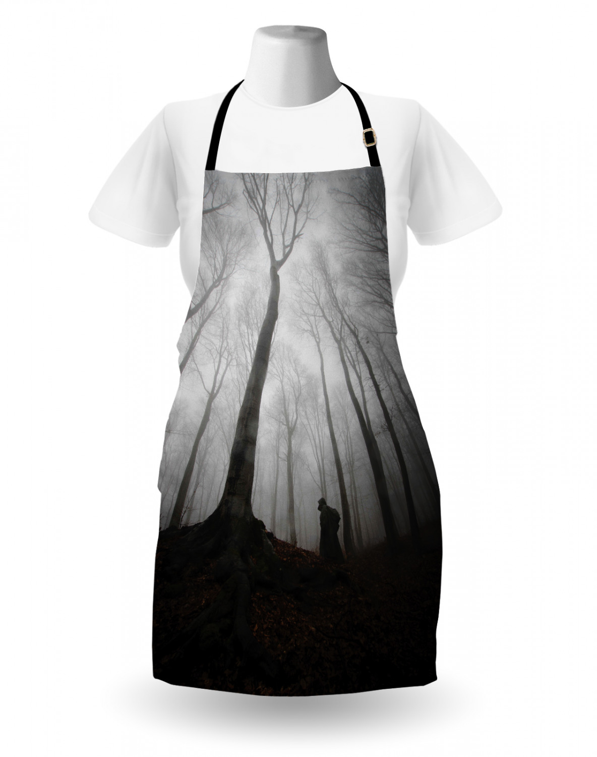 Apron Bib Adjustable Black Strap for Garden Cooking Standard Size Ambesonne