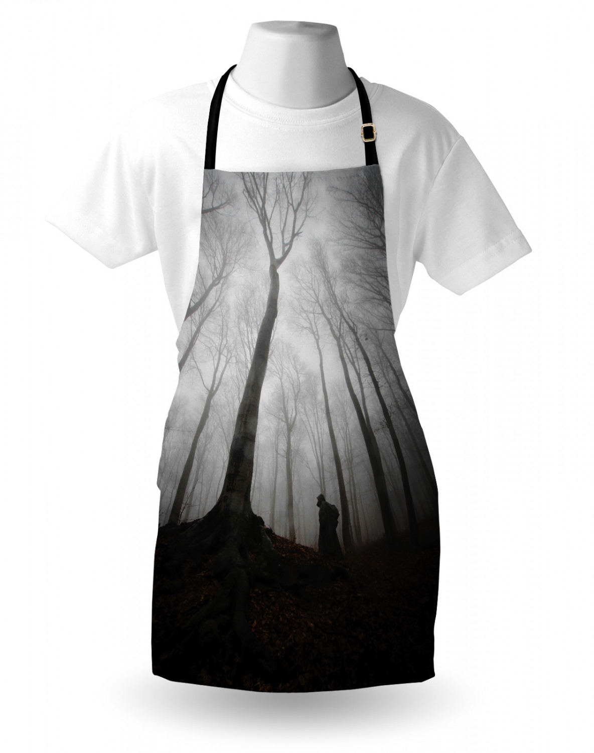 Apron Bib Adjustable Black Strap for Garden Cooking Standard Size Ambesonne