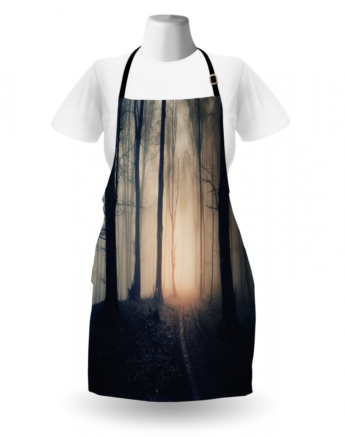 Apron Bib Adjustable Black Strap for Garden Cooking Standard Size Ambesonne