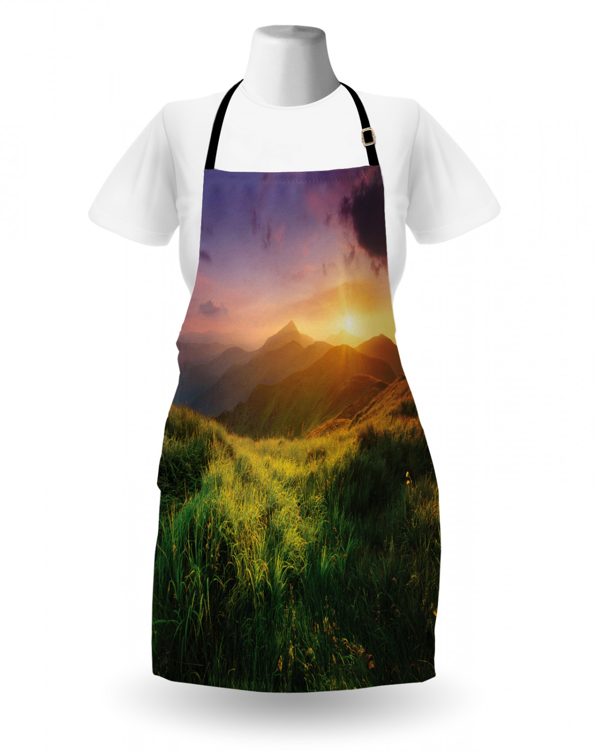 Apron Bib Adjustable Black Strap for Garden Cooking Standard Size Ambesonne