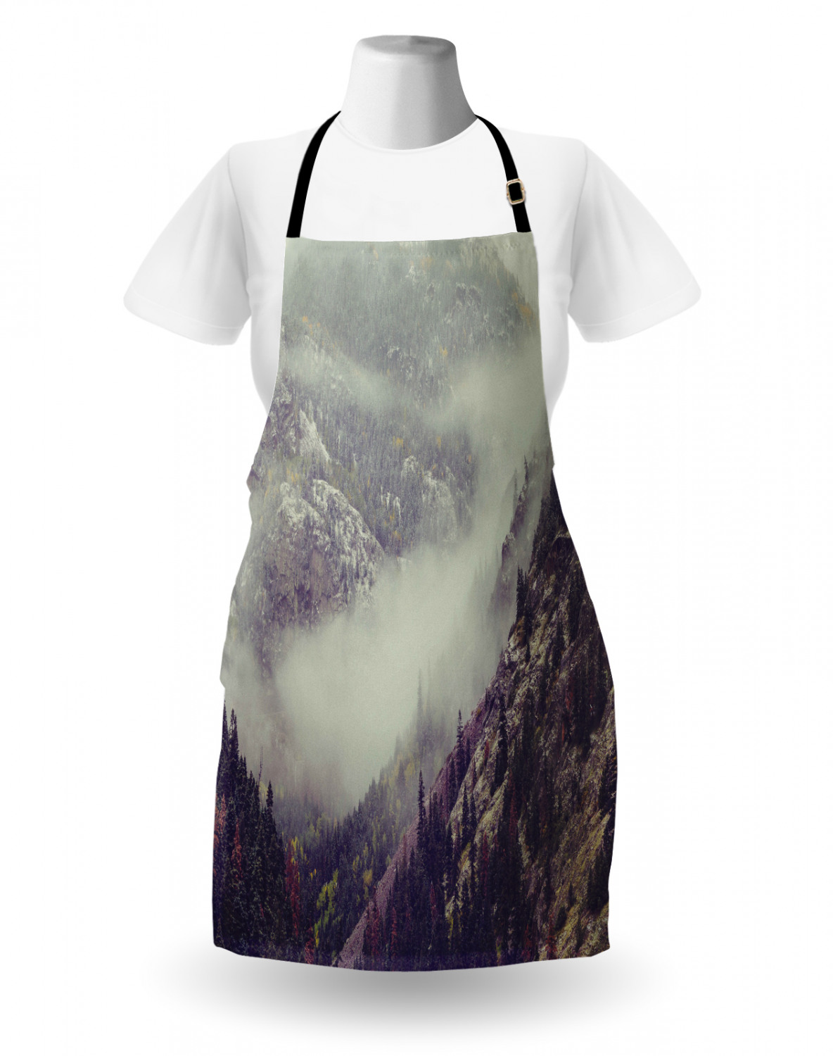 Apron Bib Adjustable Black Strap for Garden Cooking Standard Size Ambesonne