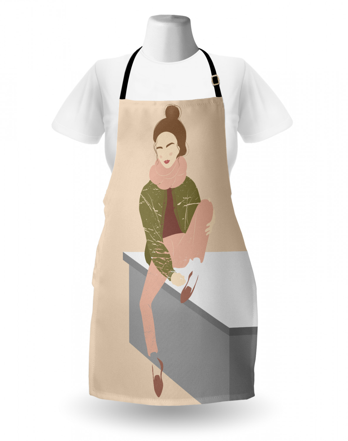 Ambesonne Apron with Adjustable Strap for Gardening Cooking No Fading