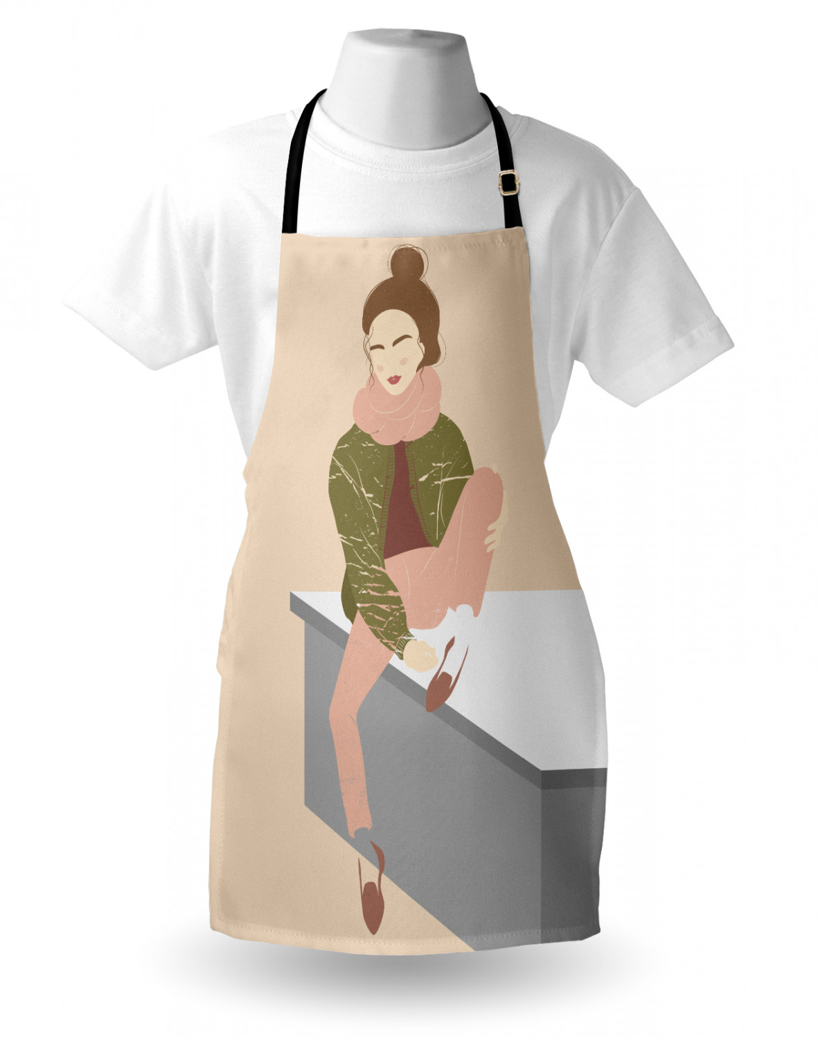 Ambesonne Apron with Adjustable Strap for Gardening Cooking No Fading