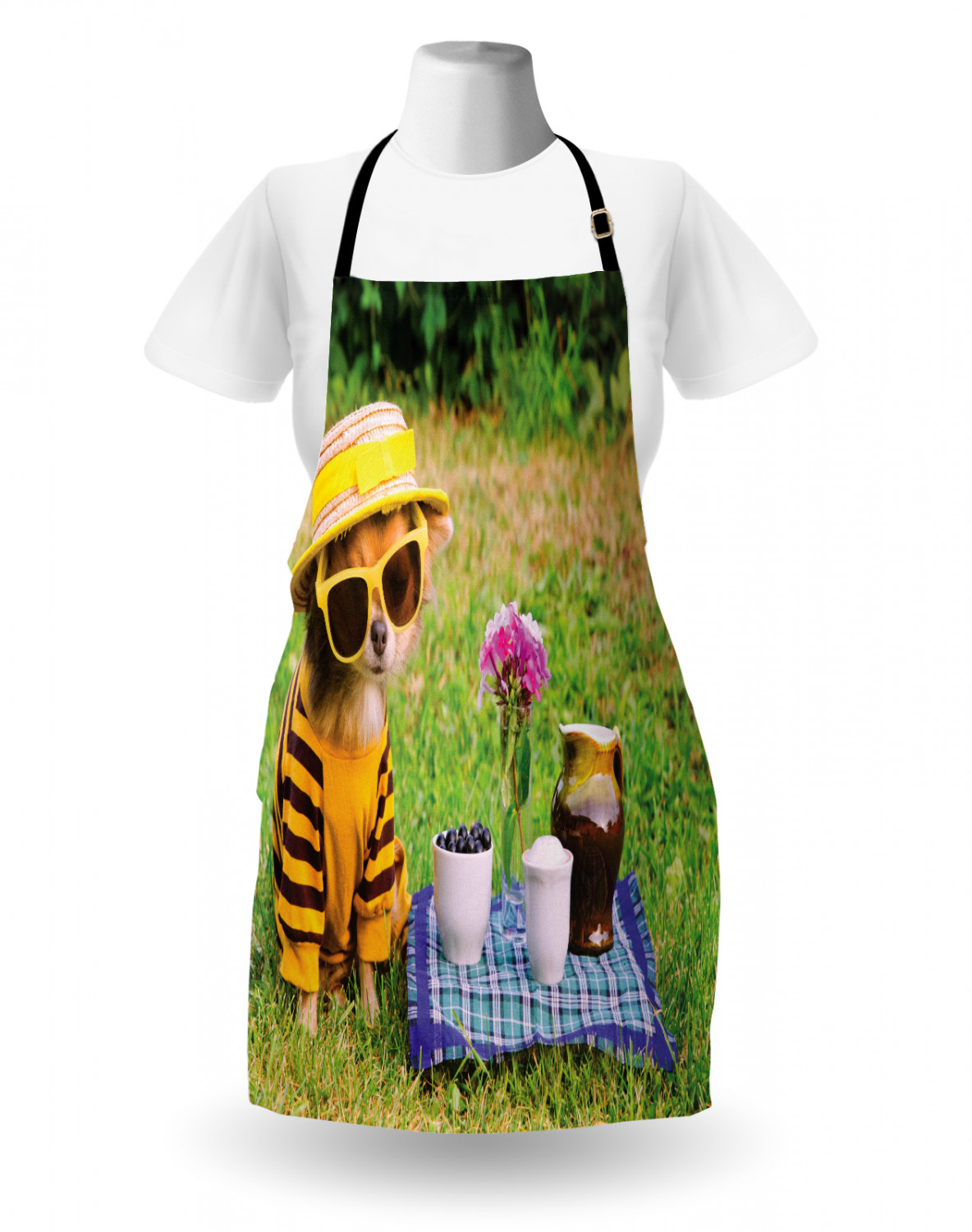 Ambesonne Apron with Adjustable Strap for Gardening Cooking No Fading